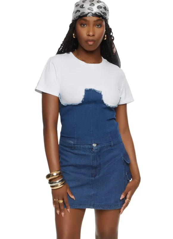 Corset Denim T Shirt sold by Rainbow