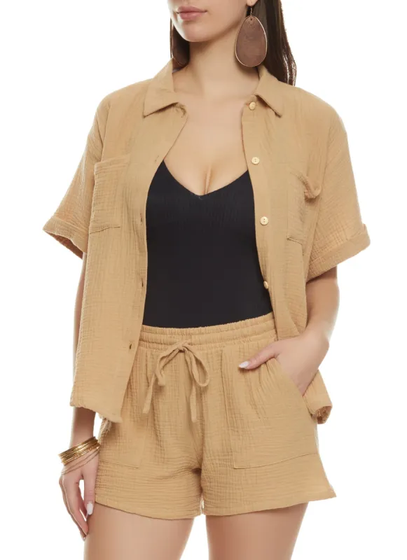 Nicole Miller Gauze Knit Shirt and Shorts Cover Up Set sold by Rainbow