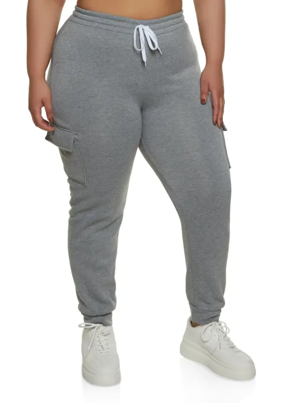 Plus Size Cargo Pocket Drawstring Joggers sold by Rainbow