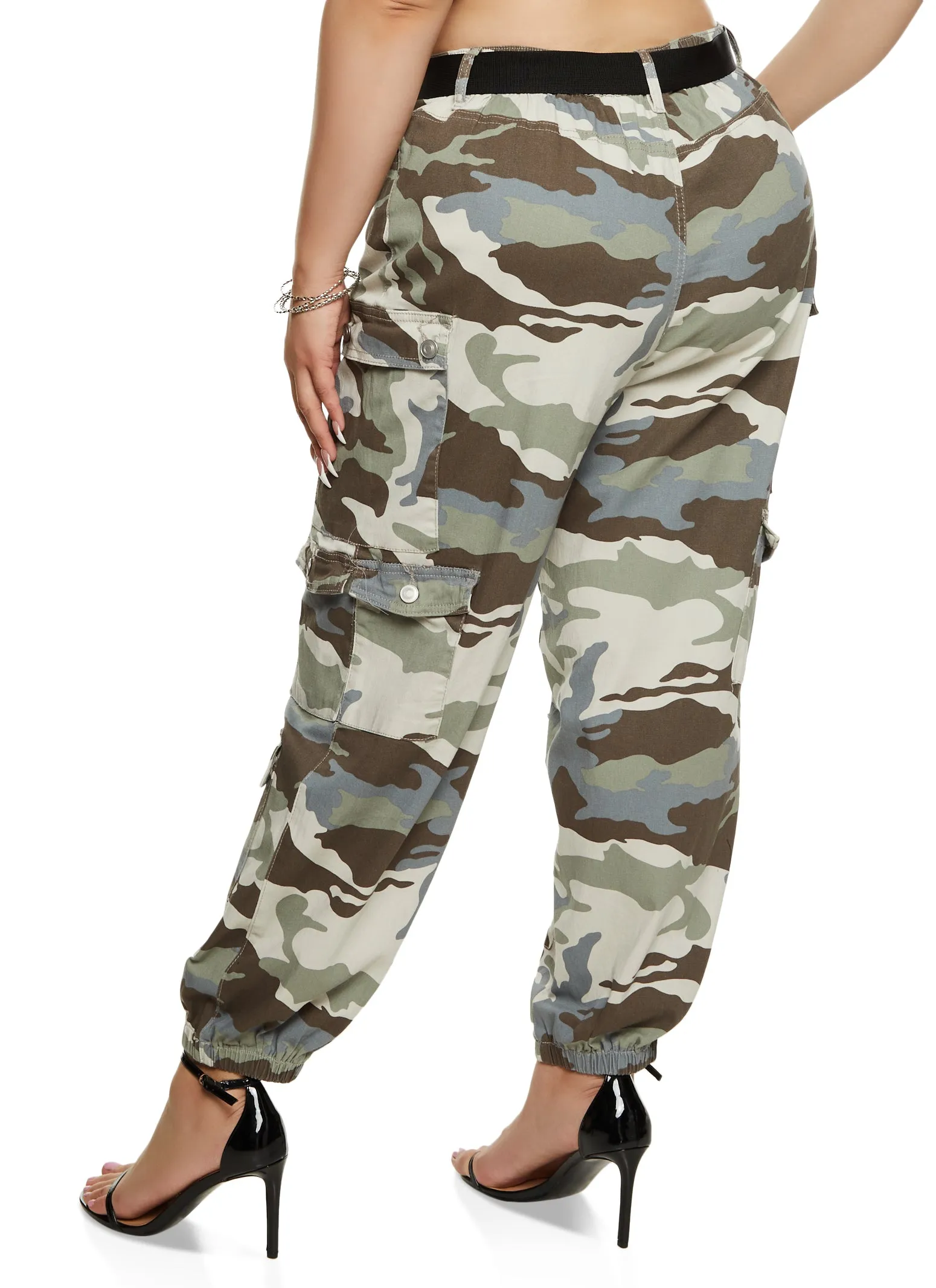 Plus Size Almost Famous Belted Camo Cargo Joggers sold by Rainbow product image thumbnail 3