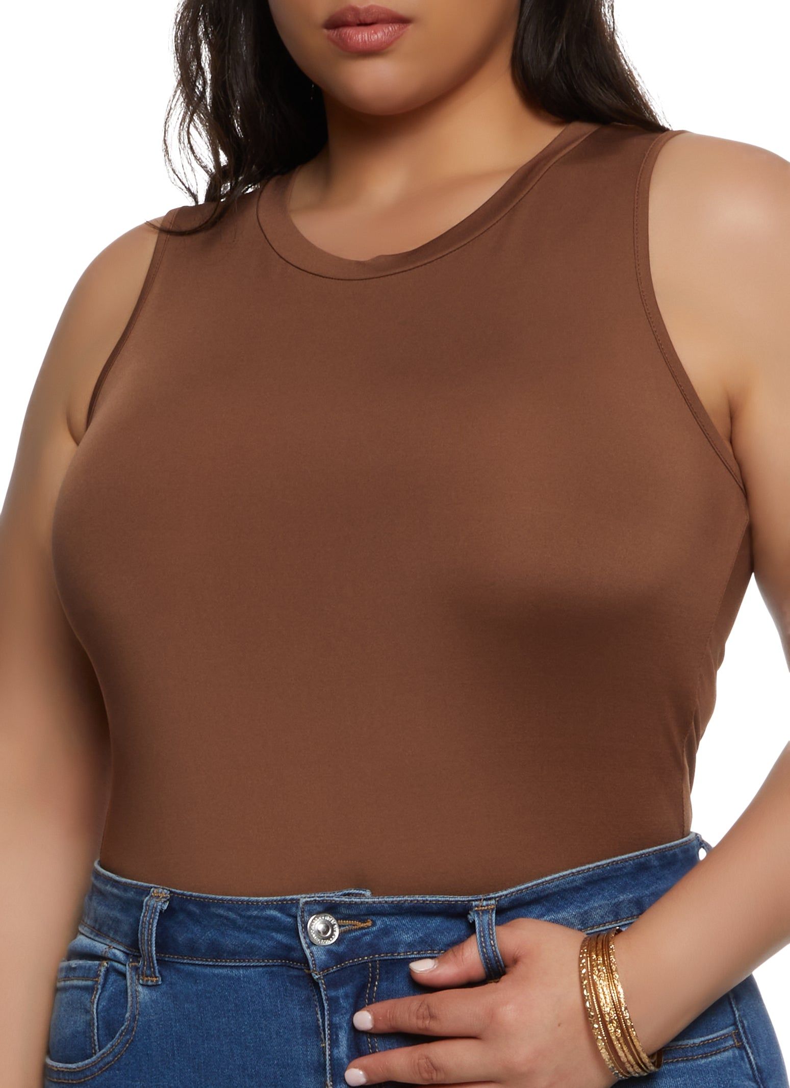 Plus Size Crew Neck Tank Bodysuit sold by Rainbow product image thumbnail 2