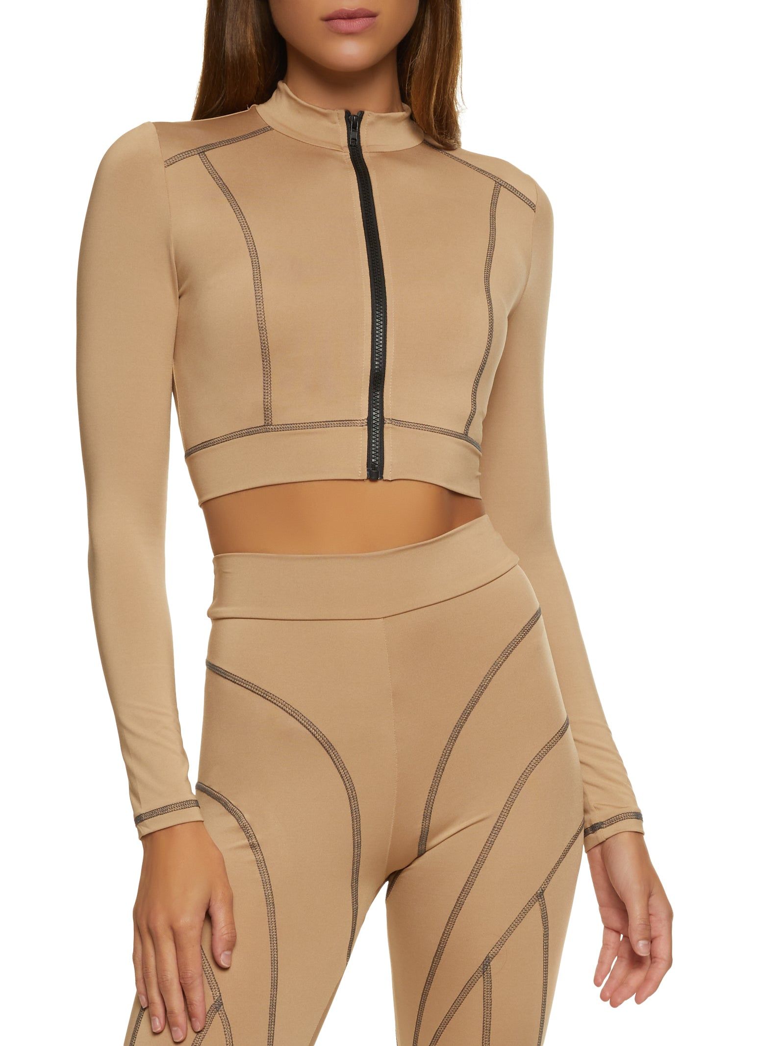 Contrast Stitch Cropped Track Jacket sold by Rainbow