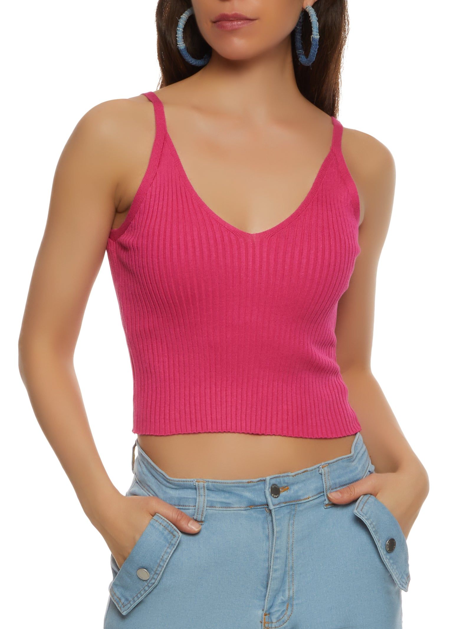 Ribbed Knit V Neck Cami sold by Rainbow