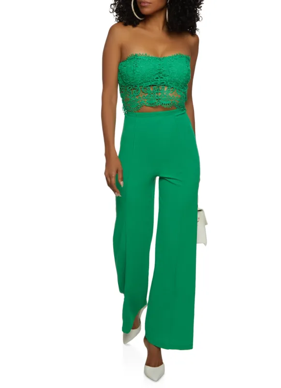 Crochet Cut Out Strapless Jumpsuit sold by Rainbow