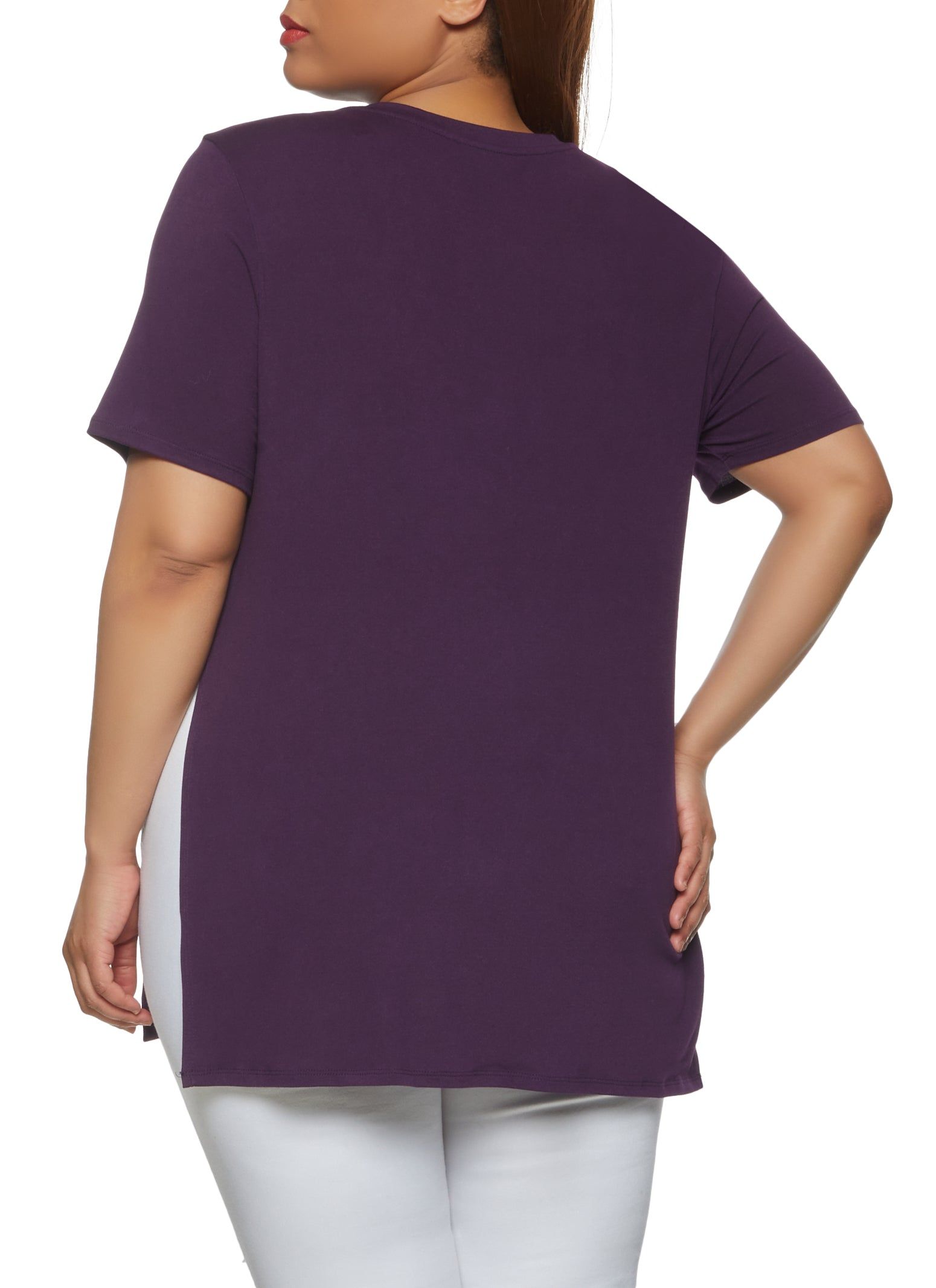Plus Size Split Hem Basic Tee sold by Rainbow product image thumbnail 2