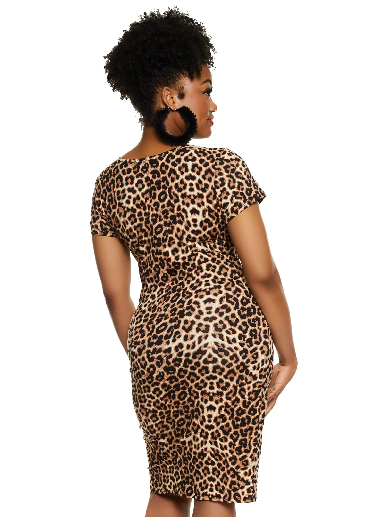 Plus Size Animal Print Scoop Neck Midi Dress sold by Rainbow product image thumbnail 3