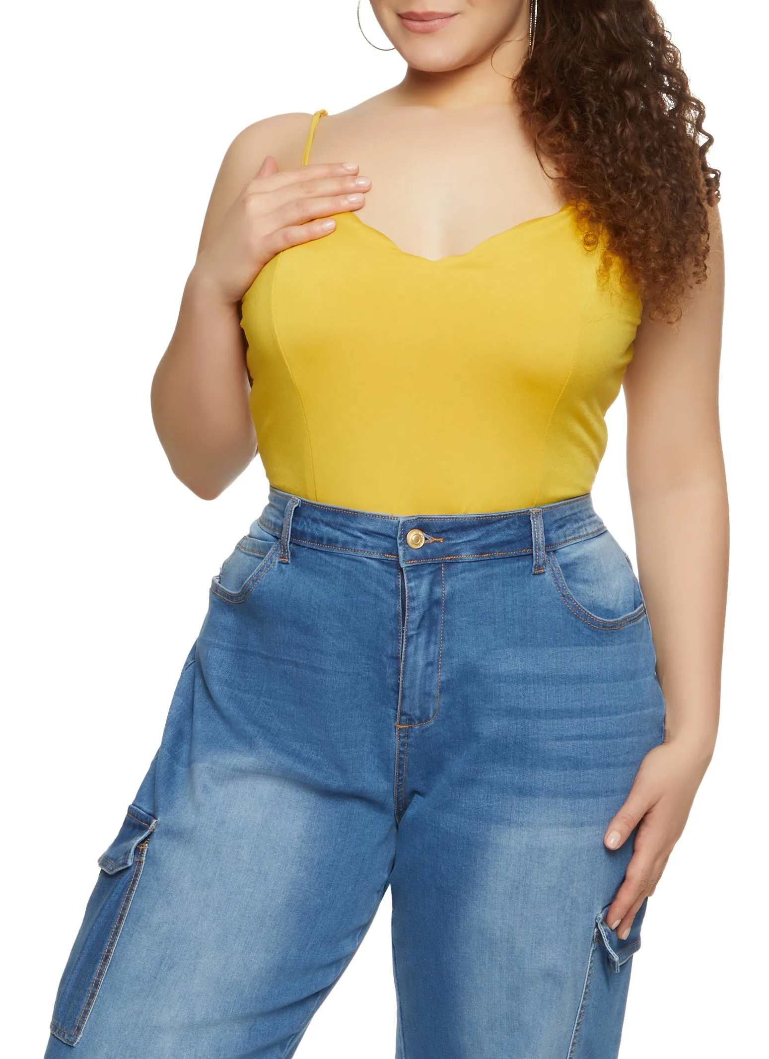 Plus Size Scalloped Hem Cami Bodysuit sold by Rainbow product image thumbnail 2