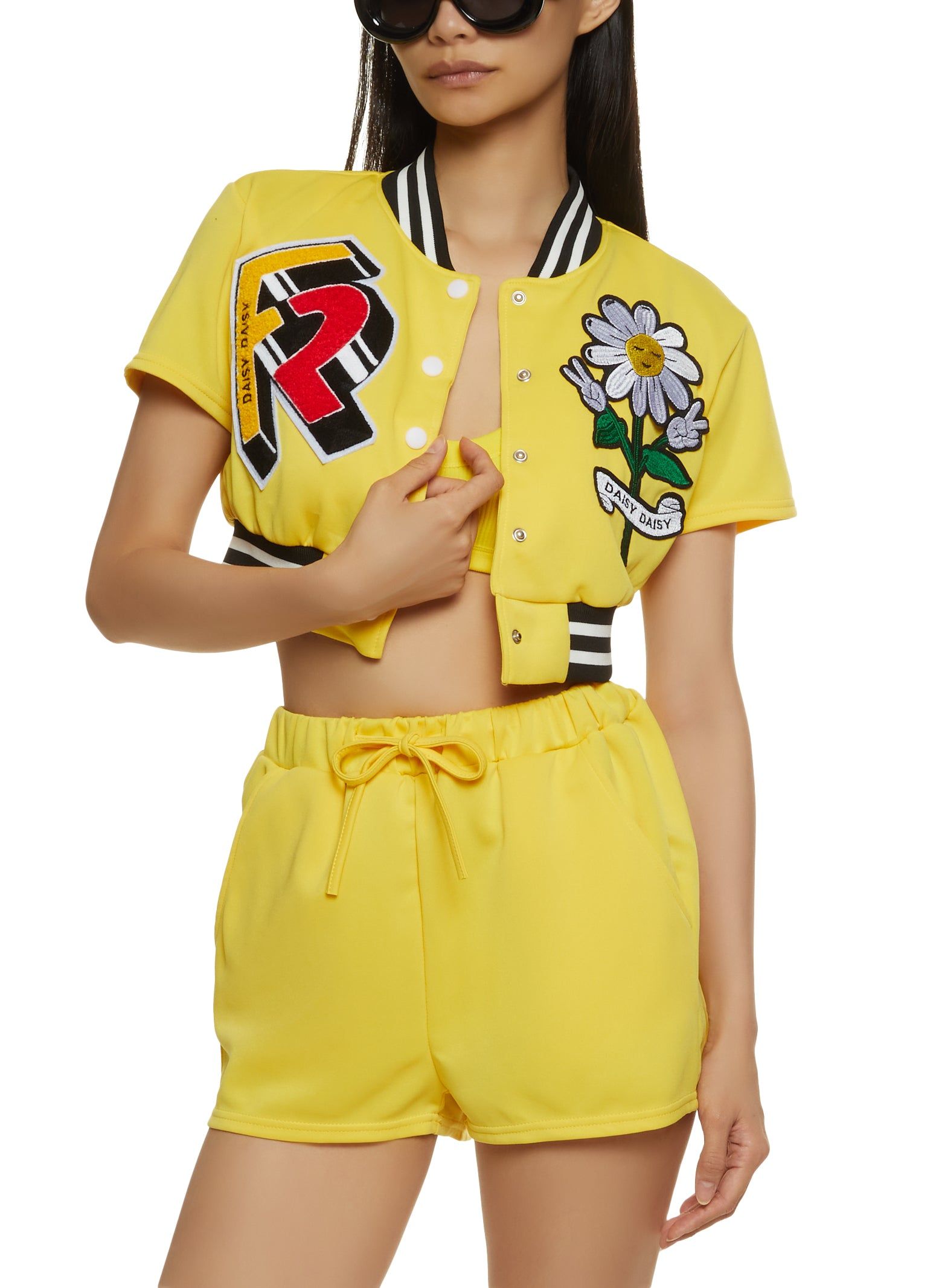 Daisy Patch Cropped Varsity Jacket sold by Rainbow product image thumbnail 2