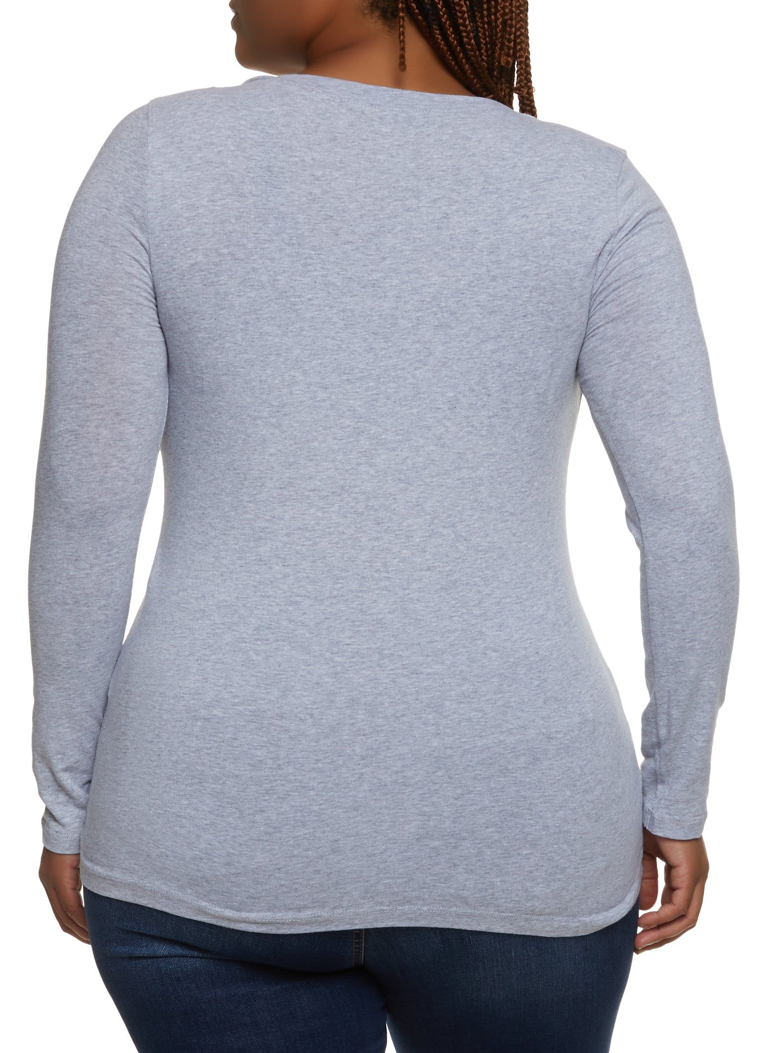 Plus Size Basic V Neck Long Sleeve Tee sold by Rainbow product image thumbnail 2