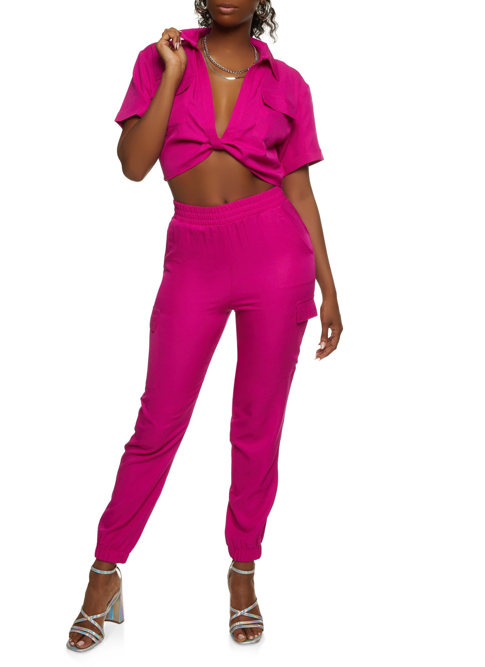 Crepe Knit Twist Front Pocket Shirt sold by Rainbow product image thumbnail 2