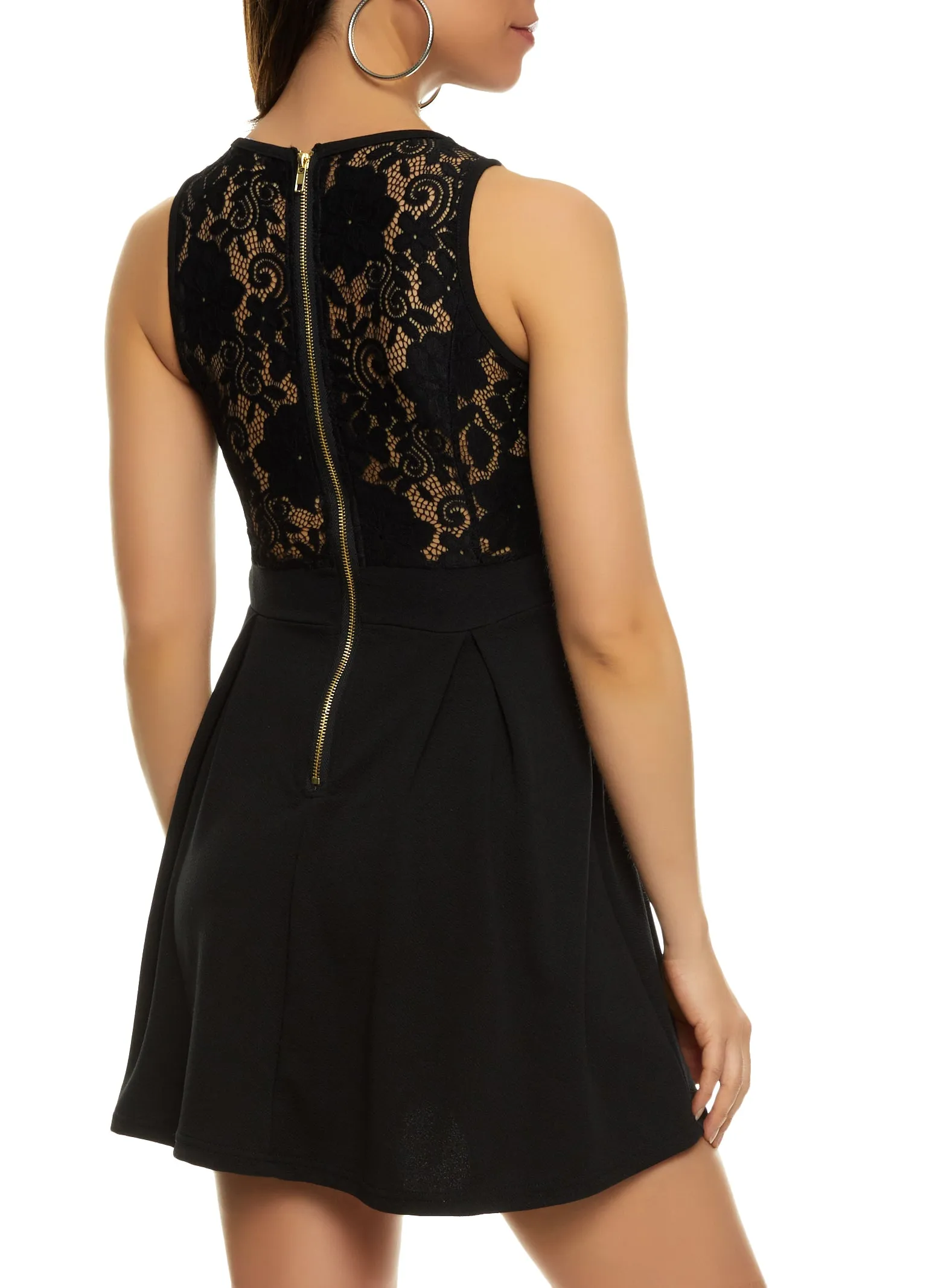 Floral Lace Detail Zip Back Skater Dress sold by Rainbow product image thumbnail 3
