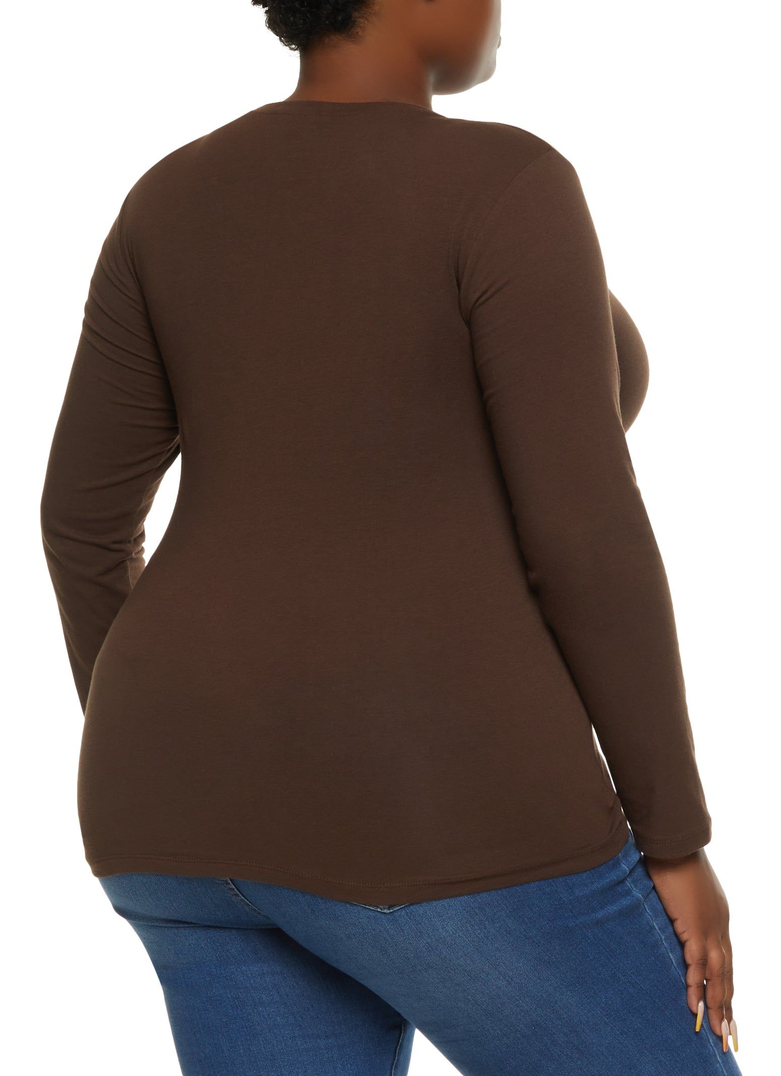 Plus Size Basic Crew Neck Long Sleeve Tee sold by Rainbow product image thumbnail 2