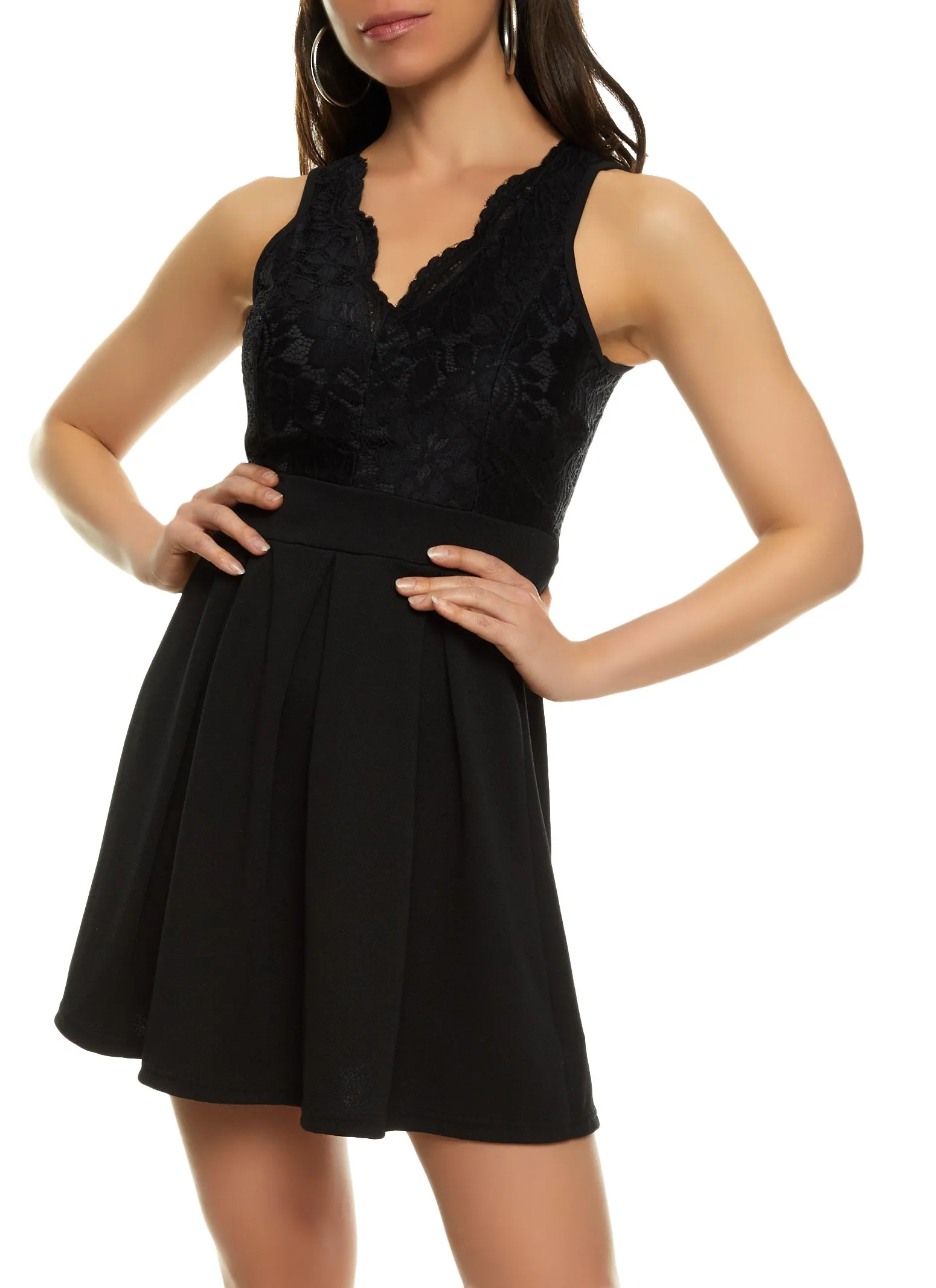 Floral Lace Detail Zip Back Skater Dress sold by Rainbow product image thumbnail 2