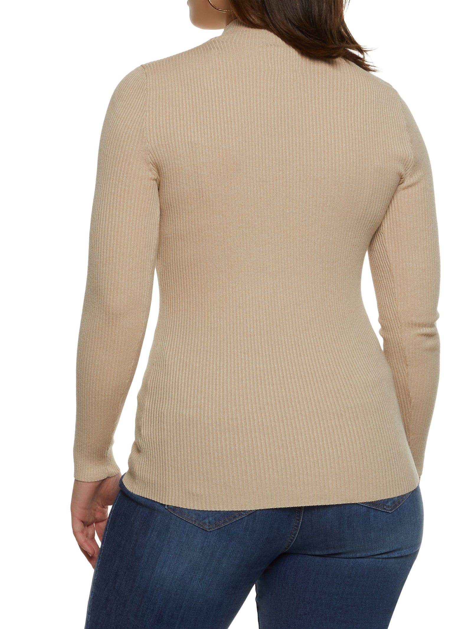 Plus Size Mock Neck Faux Button Sweater sold by Rainbow product image thumbnail 2