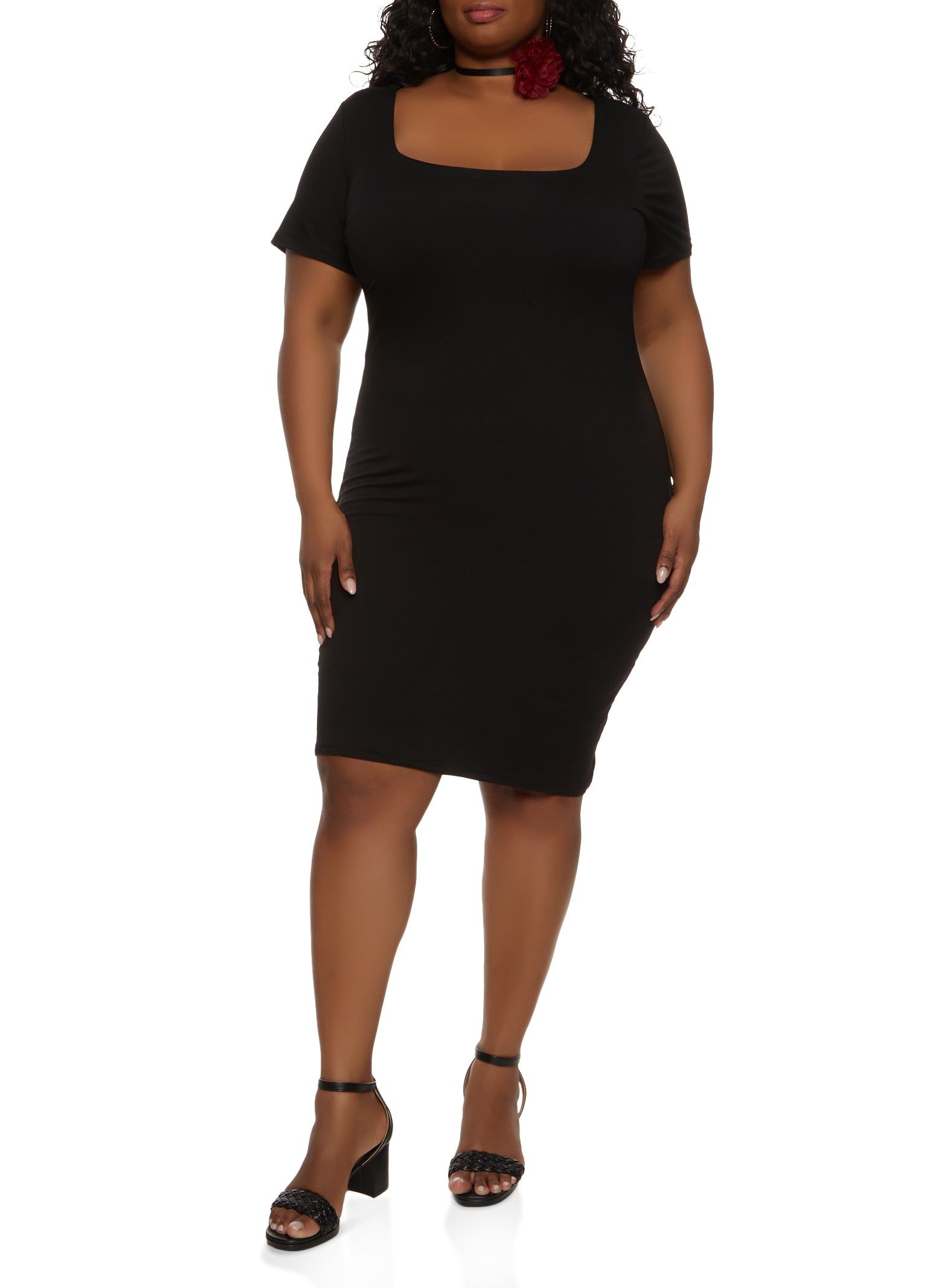 Plus Size Square Neck Midi Dress sold by Rainbow