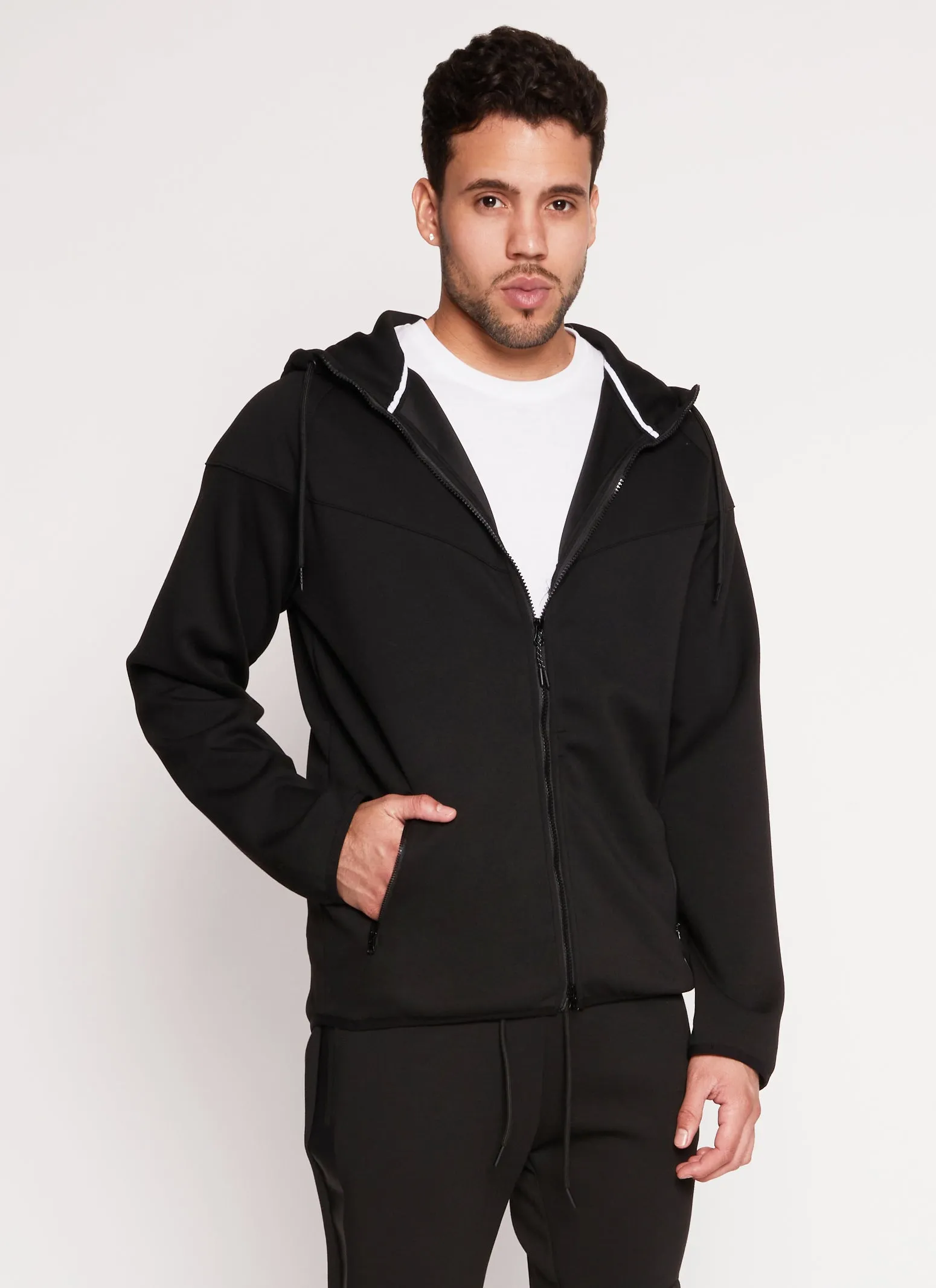 Mens Contrast Trim Zip Front Hoodie sold by Rainbow