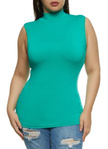 Plus Size Seamless Mock Neck Sleeveless Top sold by Rainbow