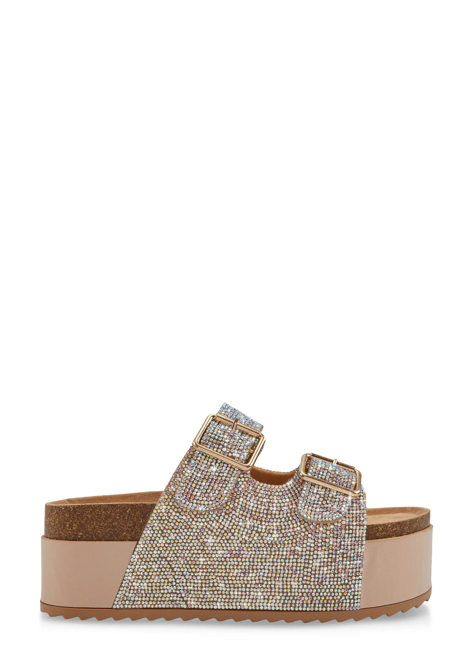 Rhinestone Buckle Platform Footbed Slide Sandals sold by Rainbow product image thumbnail 2