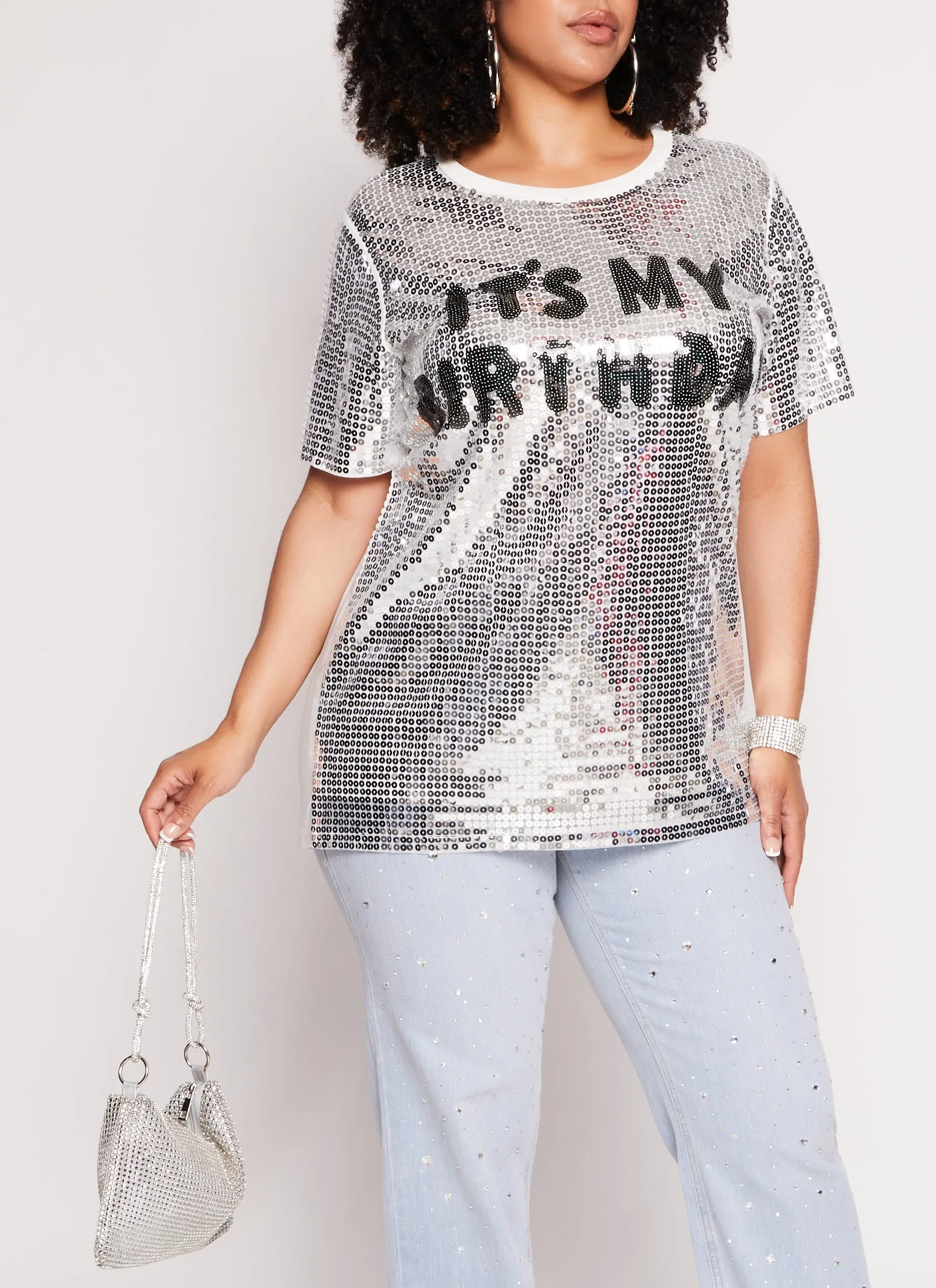 Plus Size Its My Birthday Sequin Graphic Tee sold by Rainbow