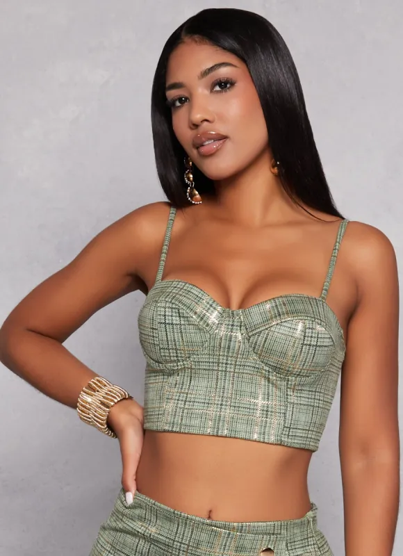 Plaid Bustier Crop Top sold by Rainbow