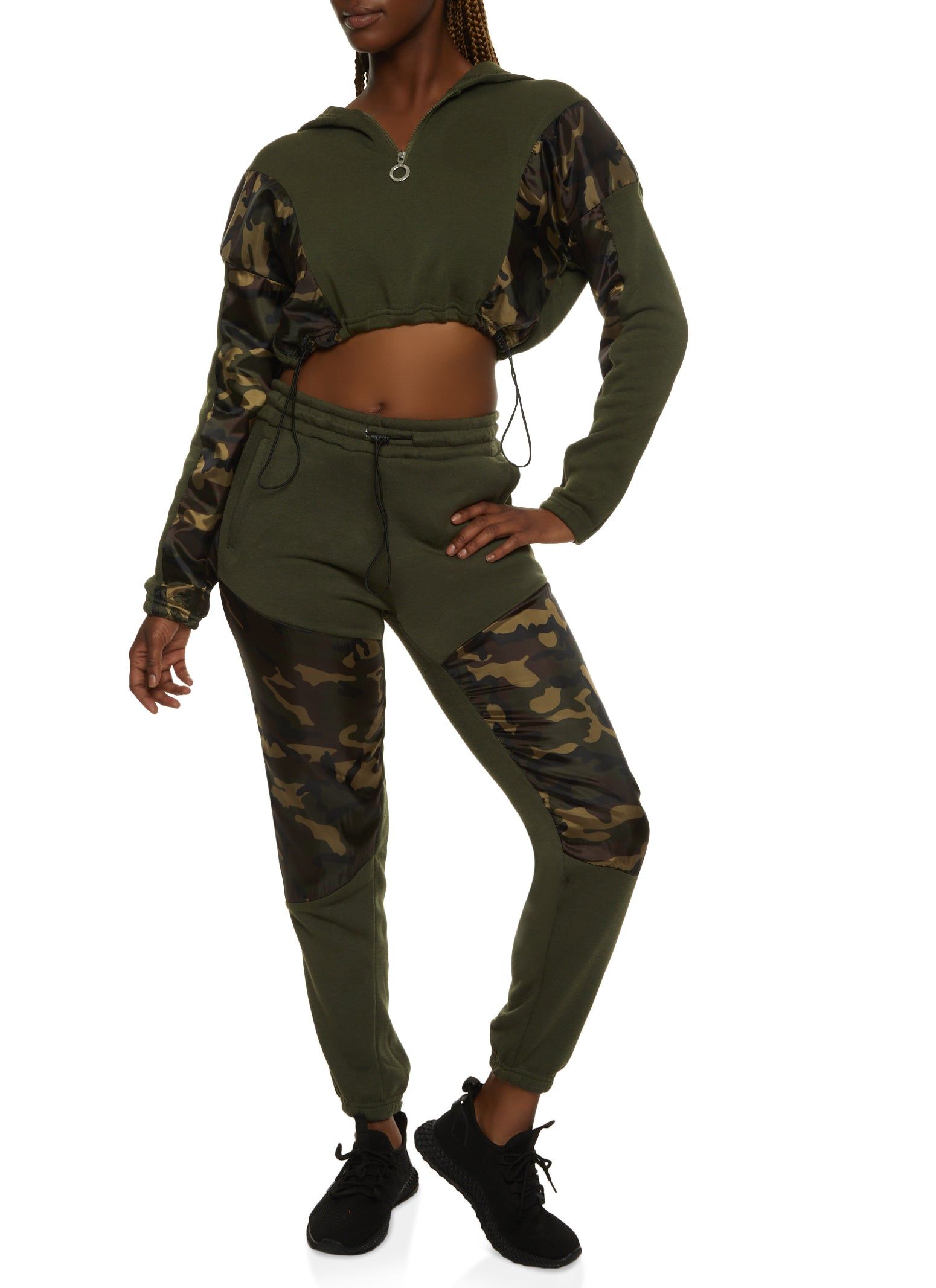 Cropped Camo Color Block Pullover Hoodie sold by Rainbow product image thumbnail 2