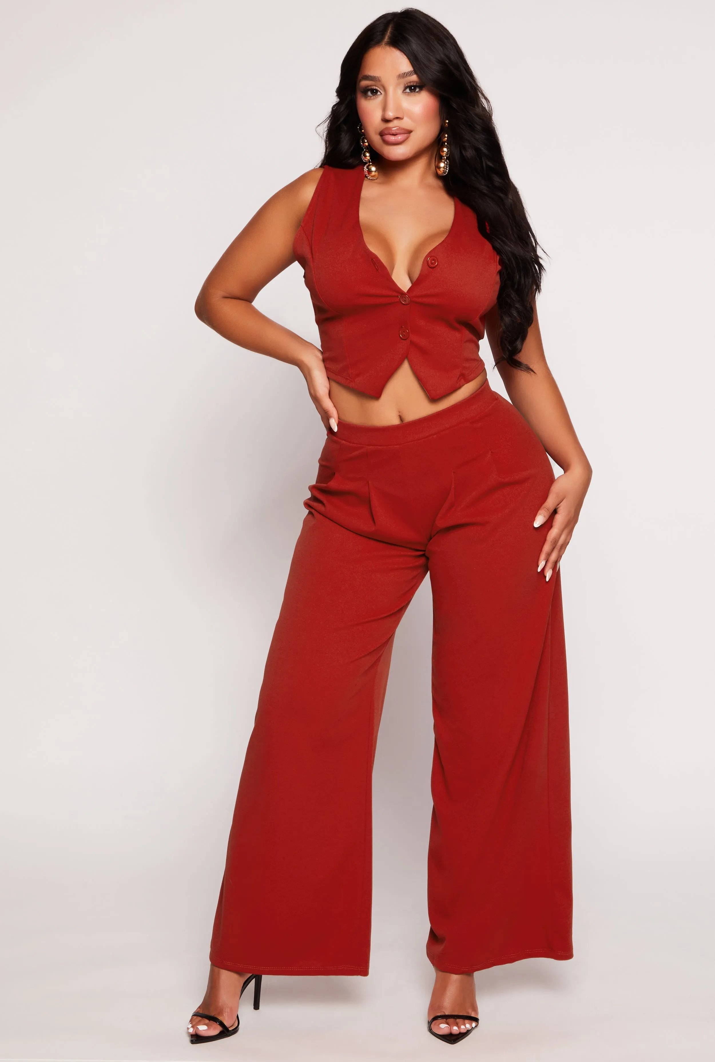 Button Front Cropped Vest sold by Rainbow product image thumbnail 2