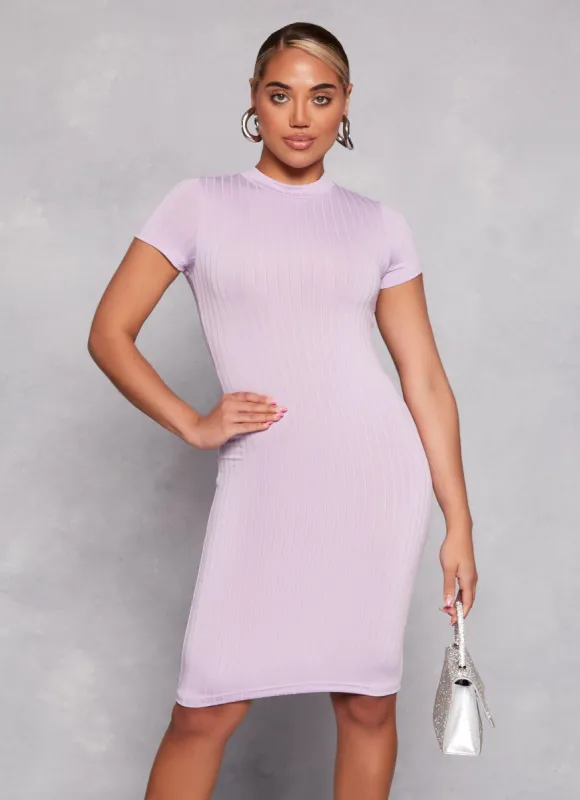 Daisy Ribbed Knit Midi T Shirt Dress sold by Rainbow