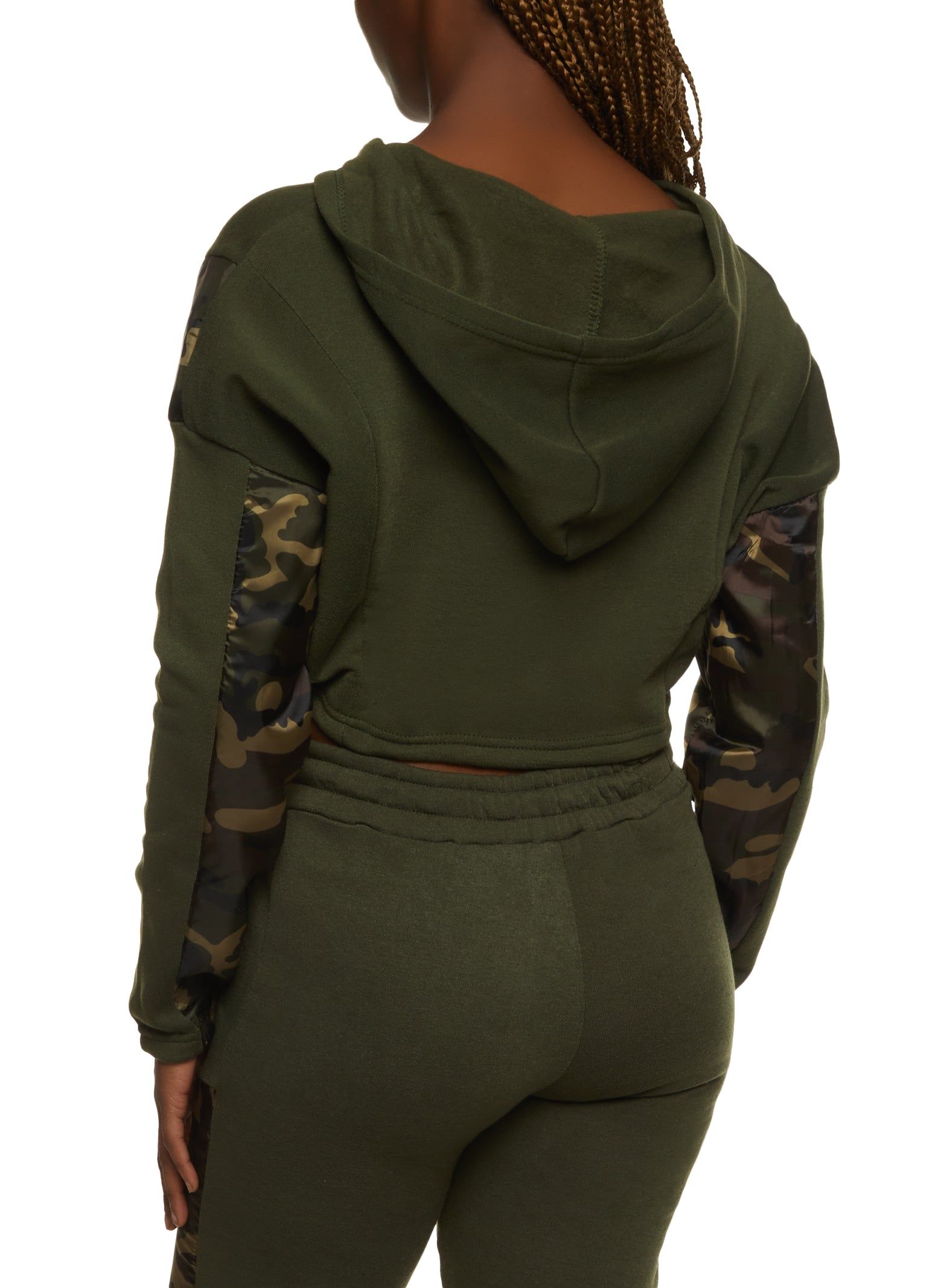 Cropped Camo Color Block Pullover Hoodie sold by Rainbow product image thumbnail 3