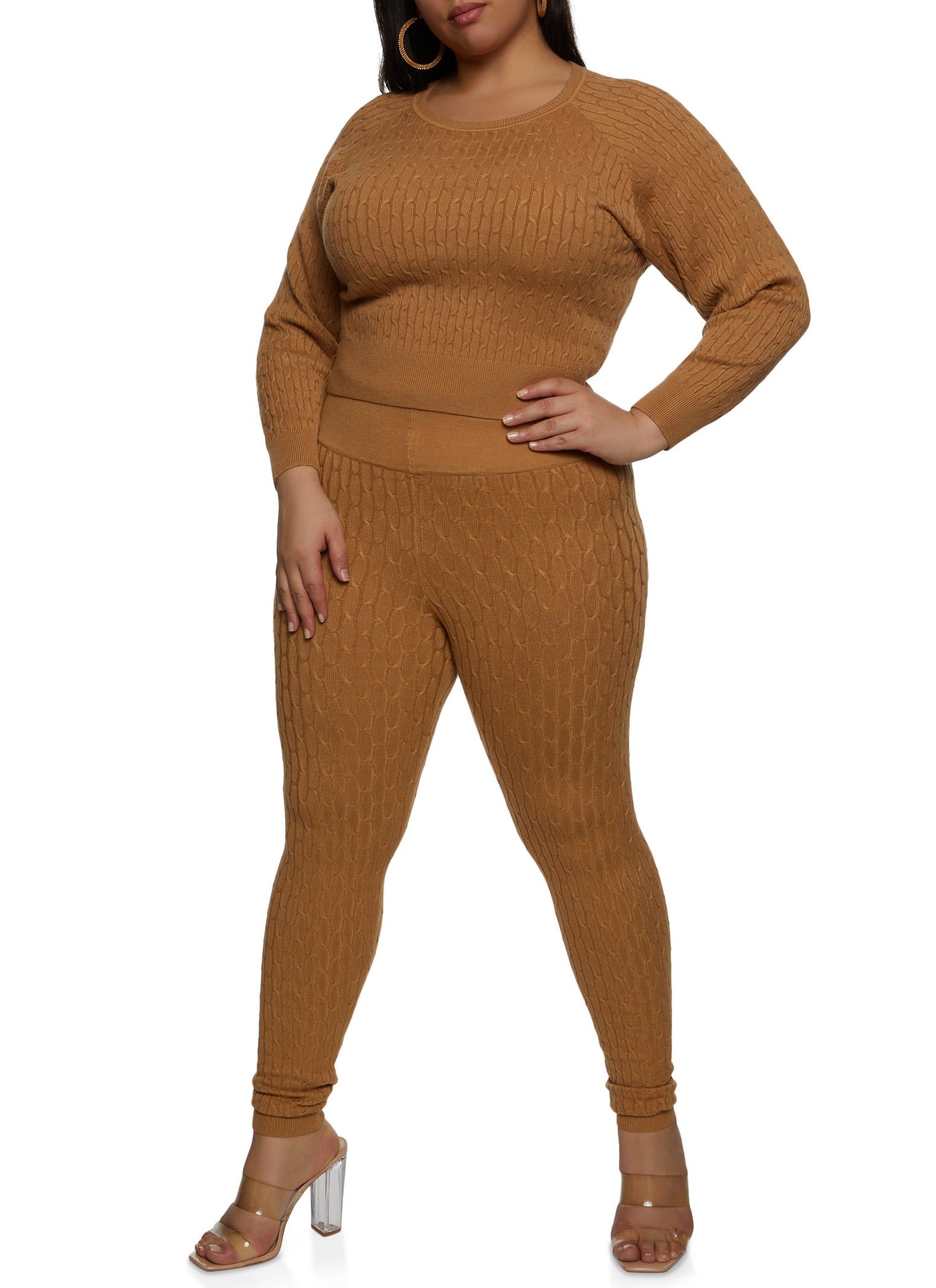 Plus Size Cable Knit Crew Neck Pullover Sweater sold by Rainbow product image thumbnail 2