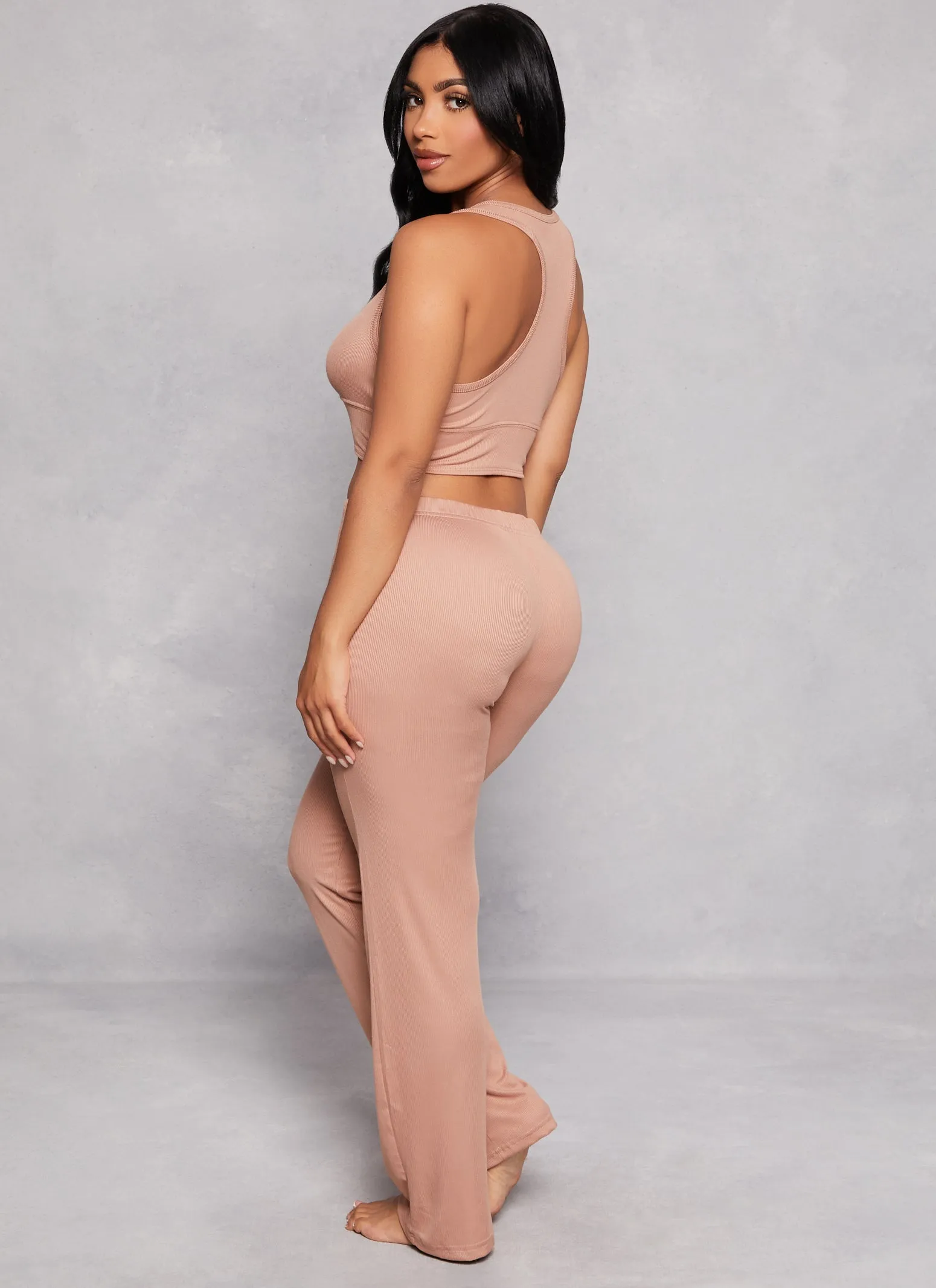 Ribbed Button Front Pajama Tank Top and Pants sold by Rainbow product image thumbnail 2