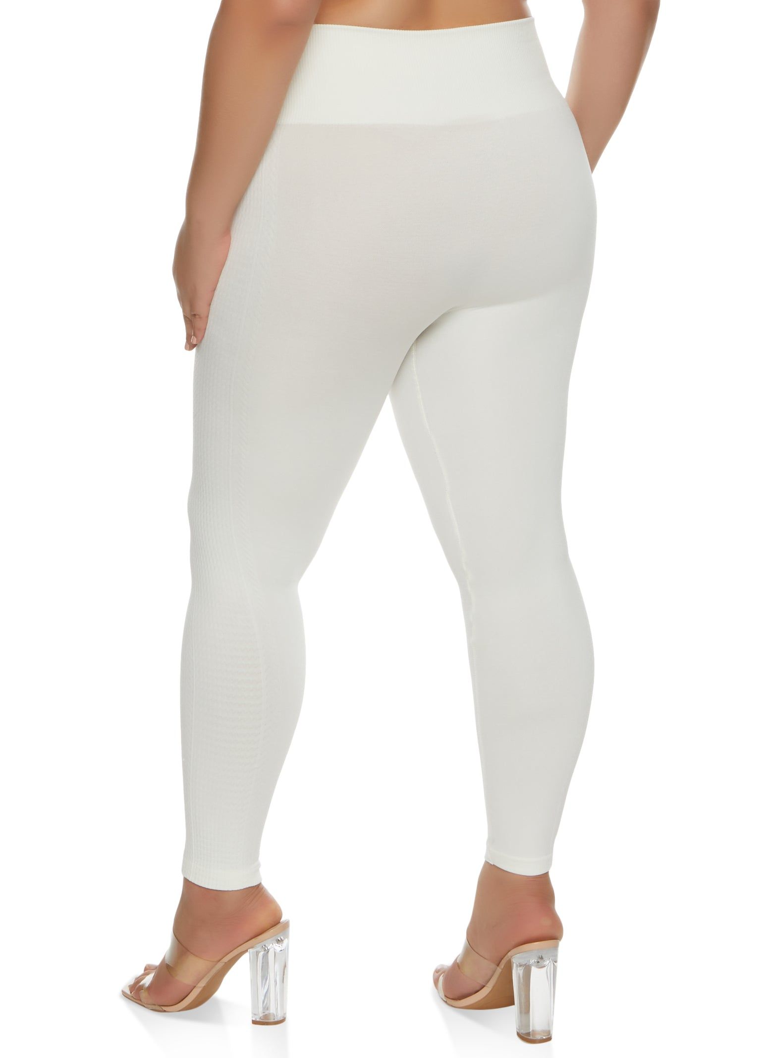 Plus Size Fleece Side Textured Knit Leggings sold by Rainbow product image thumbnail 2