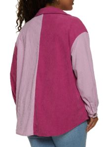 Plus Size Corduroy Button Front Shacket sold by Rainbow