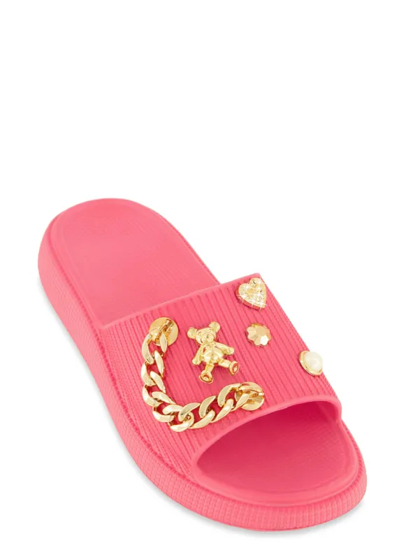 Chain Detail Embellished Platform Slide Sandals sold by Rainbow