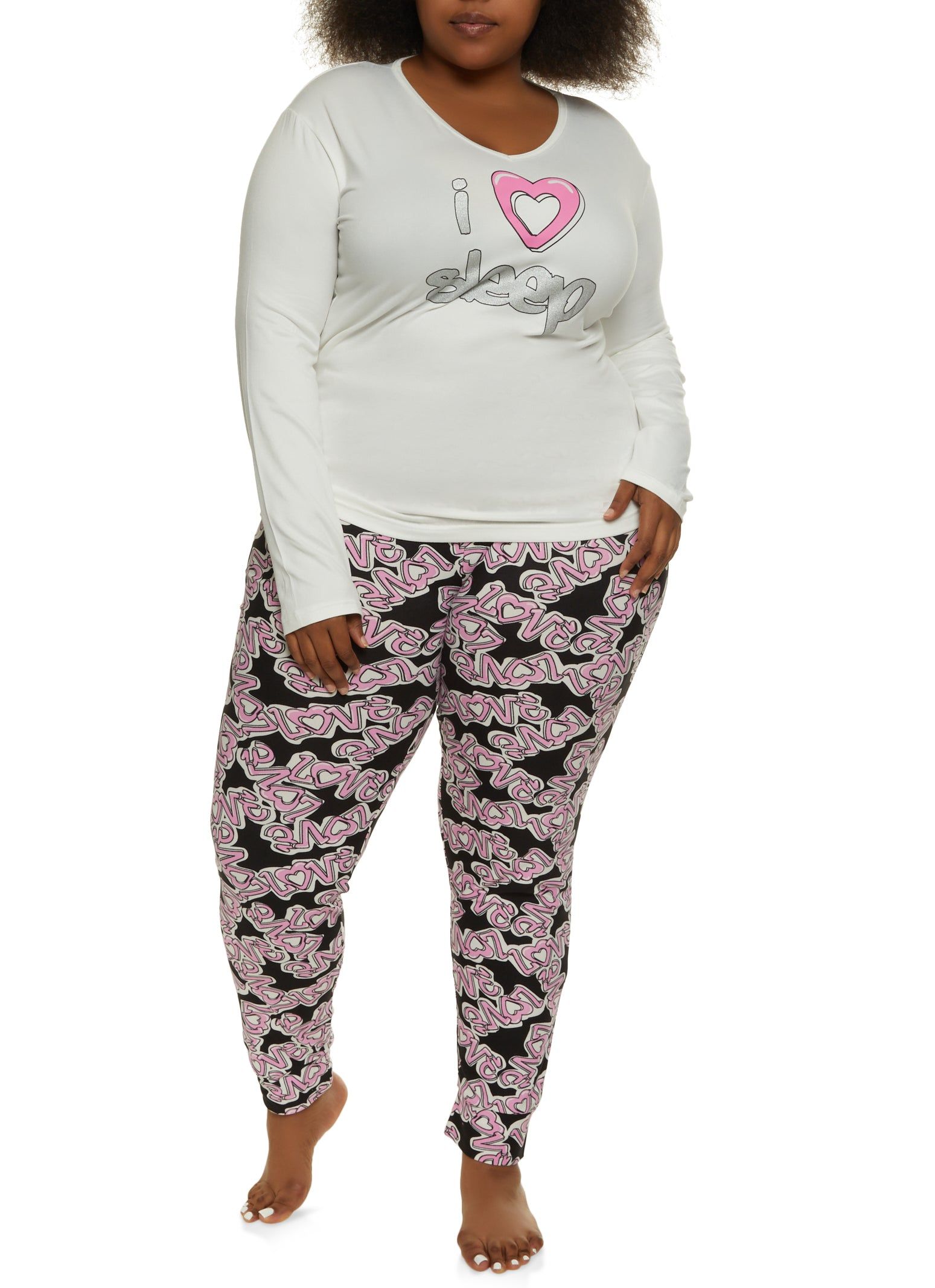 Plus Size I Heart Sleep Pajama Top and Pants sold by Rainbow