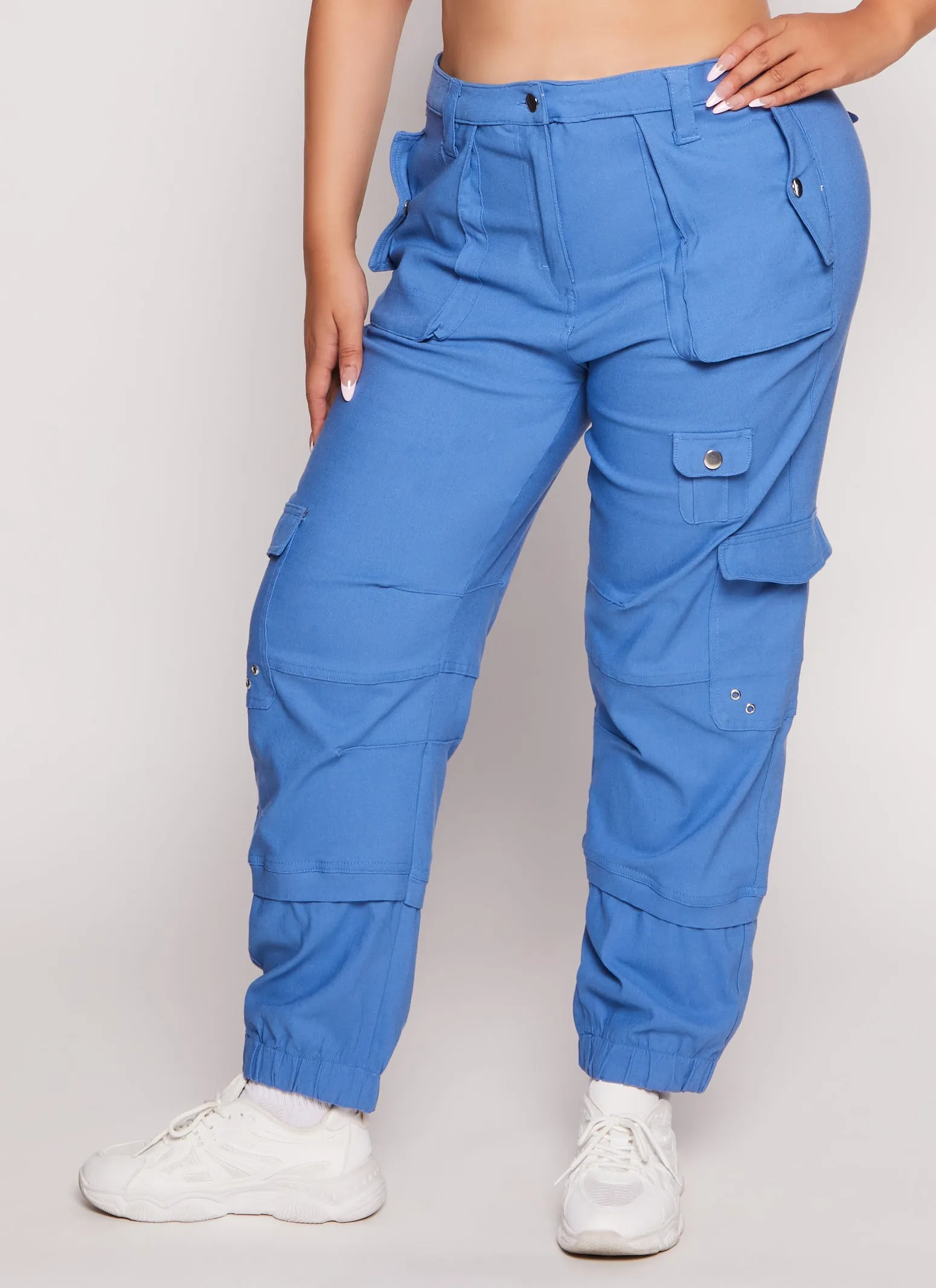 Plus Size Solid High Waist Cargo Joggers sold by Rainbow product image thumbnail 2