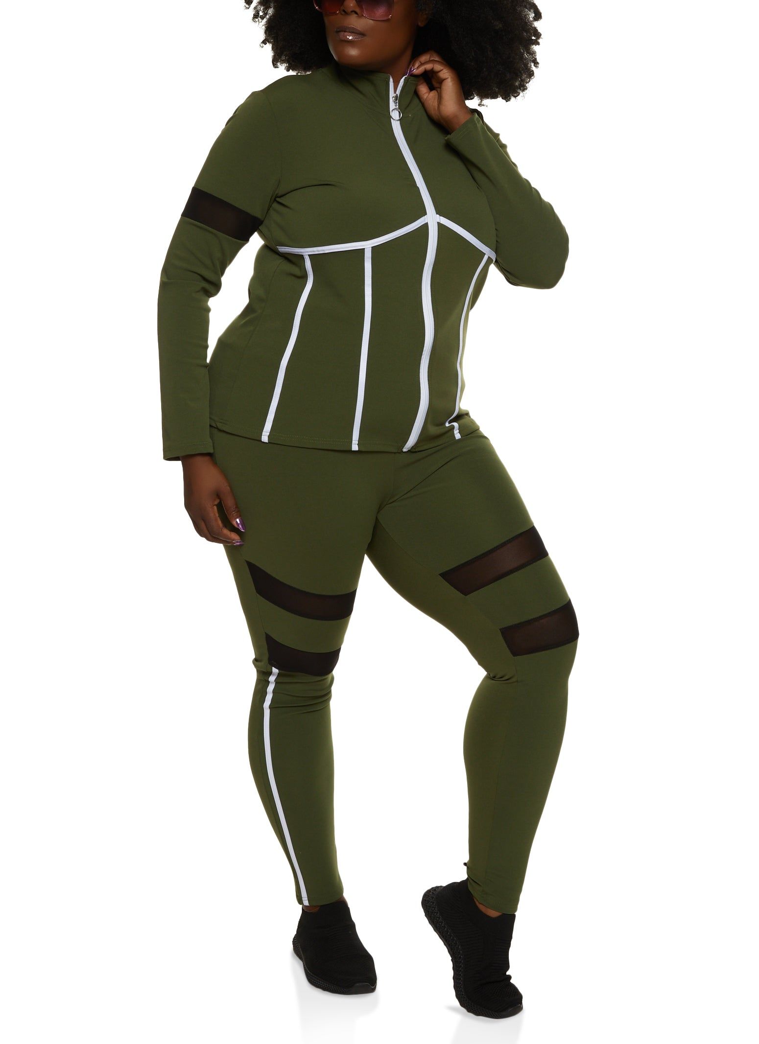 Plus Size Contrast Trim Zip Front Track Jacket sold by Rainbow product image thumbnail 2