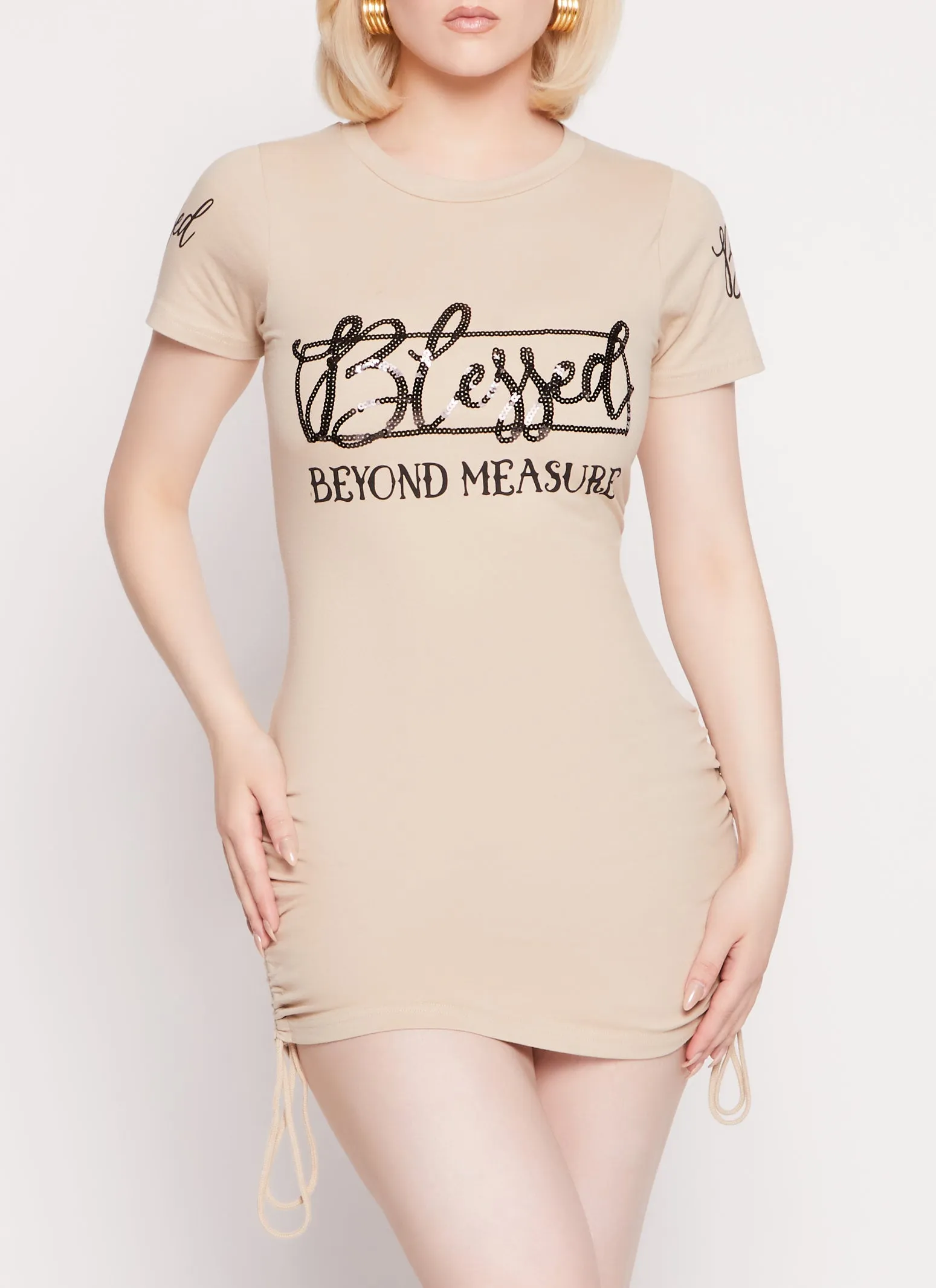 Sequin Blessed Beyond Measure Graphic T Shirt Dress sold by Rainbow
