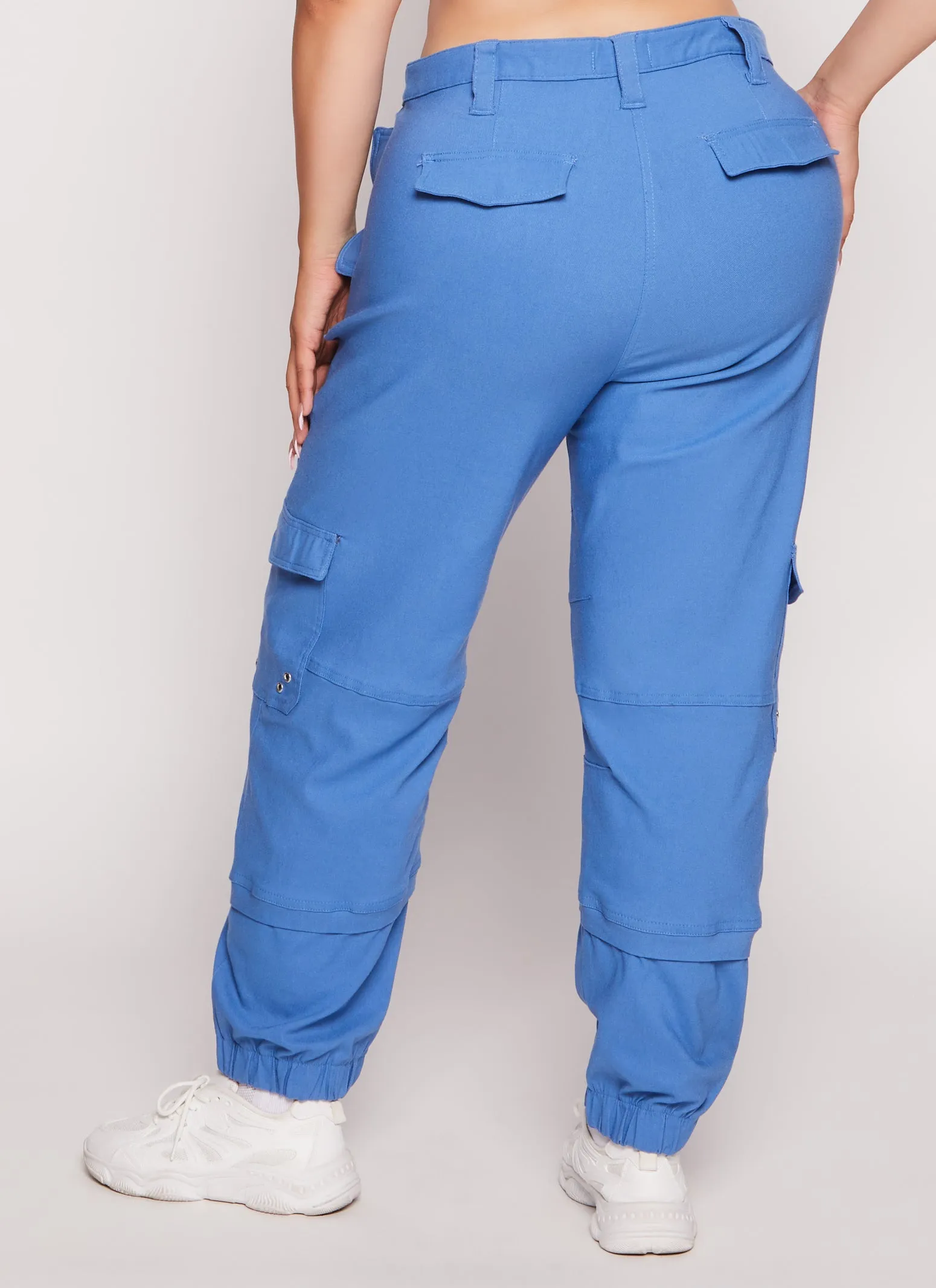 Plus Size Solid High Waist Cargo Joggers sold by Rainbow product image thumbnail 3