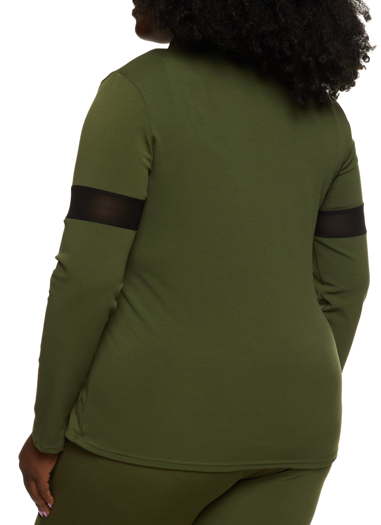 Plus Size Contrast Trim Zip Front Track Jacket sold by Rainbow product image thumbnail 3