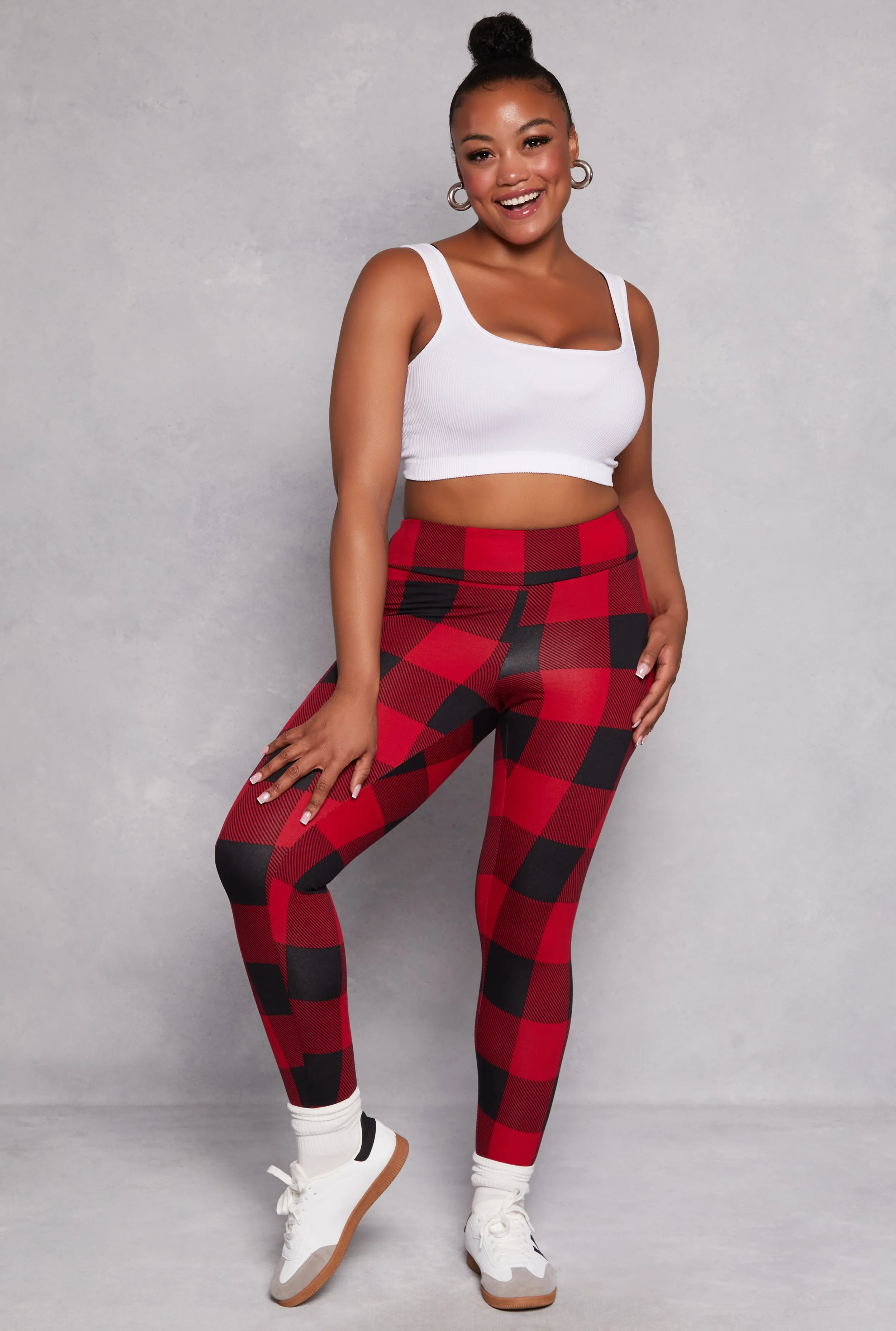 Plus Size Buffalo Plaid High Waist Leggings sold by Rainbow