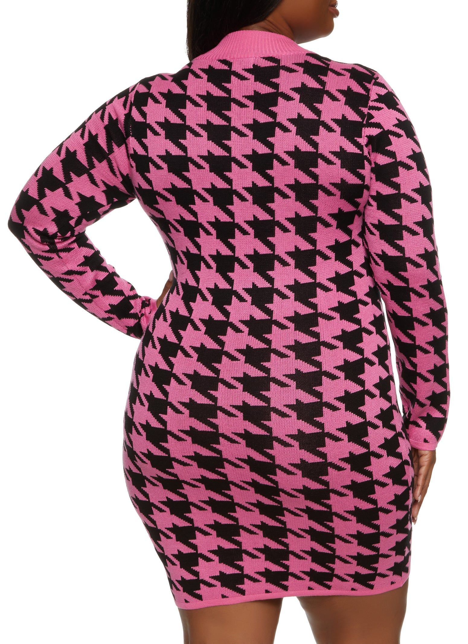 Plus Size Houndstooth Keyhole Sweater Dress sold by Rainbow product image thumbnail 3