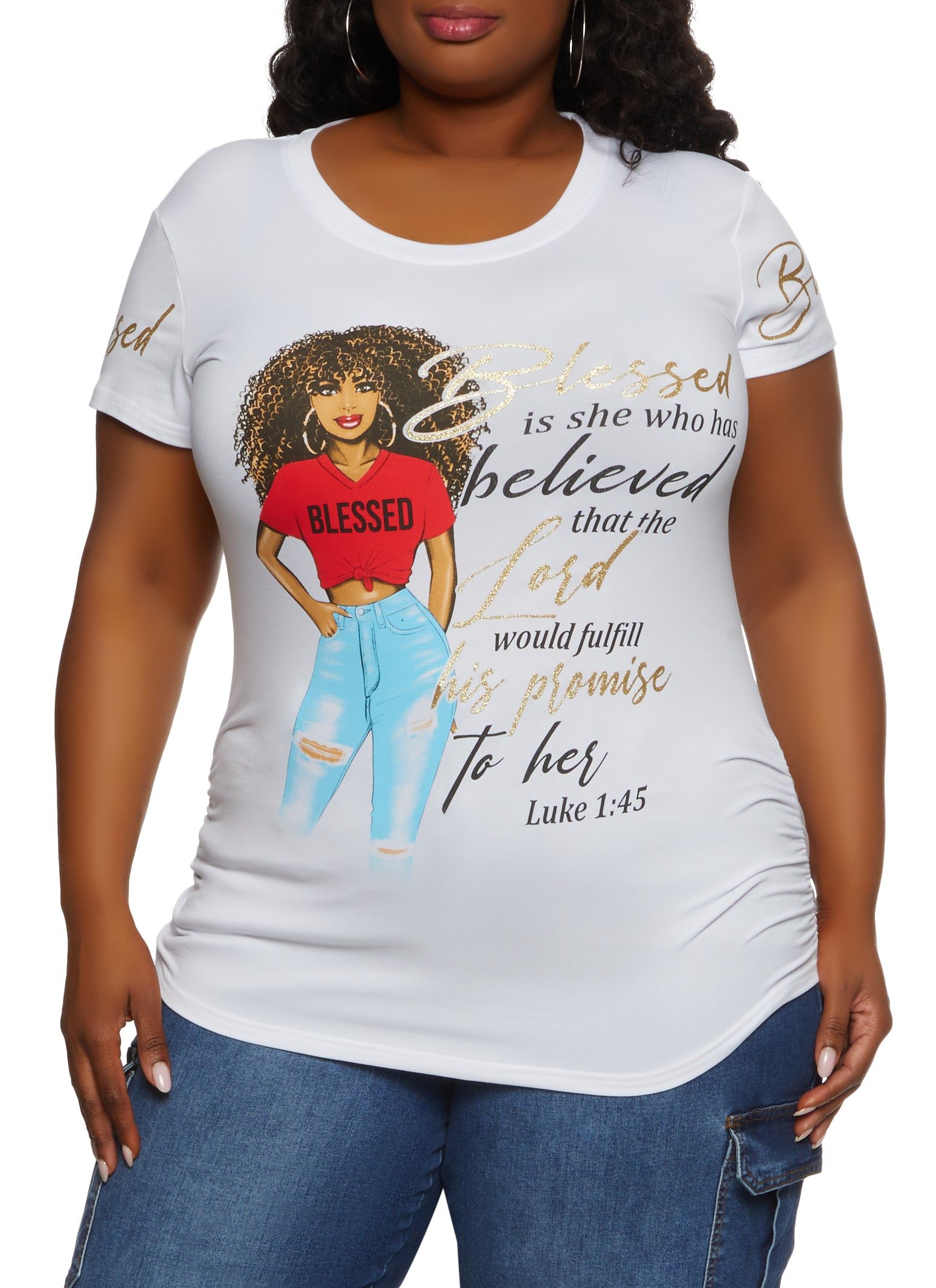 Plus Size Blessed Is Who She Had Graphic Tee sold by Rainbow