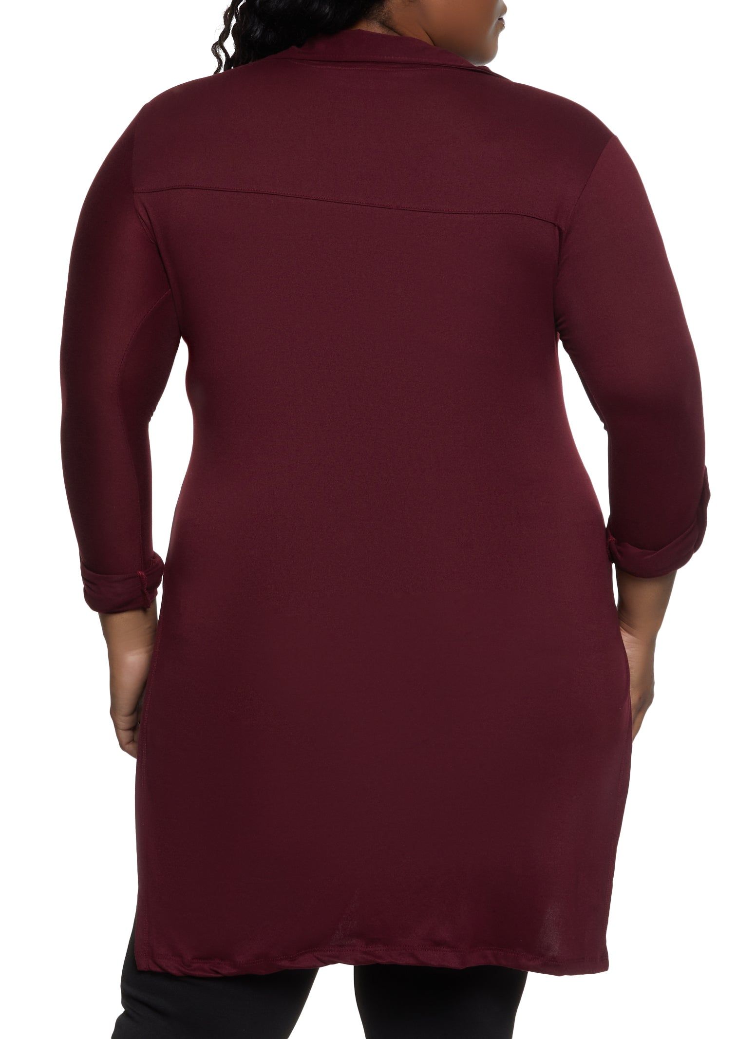 Plus Size Side Slit Button Front High Low Shirt sold by Rainbow product image thumbnail 2