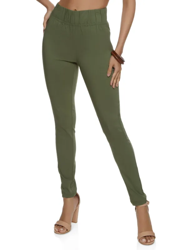 Solid High Waist Pull On Pants sold by Rainbow