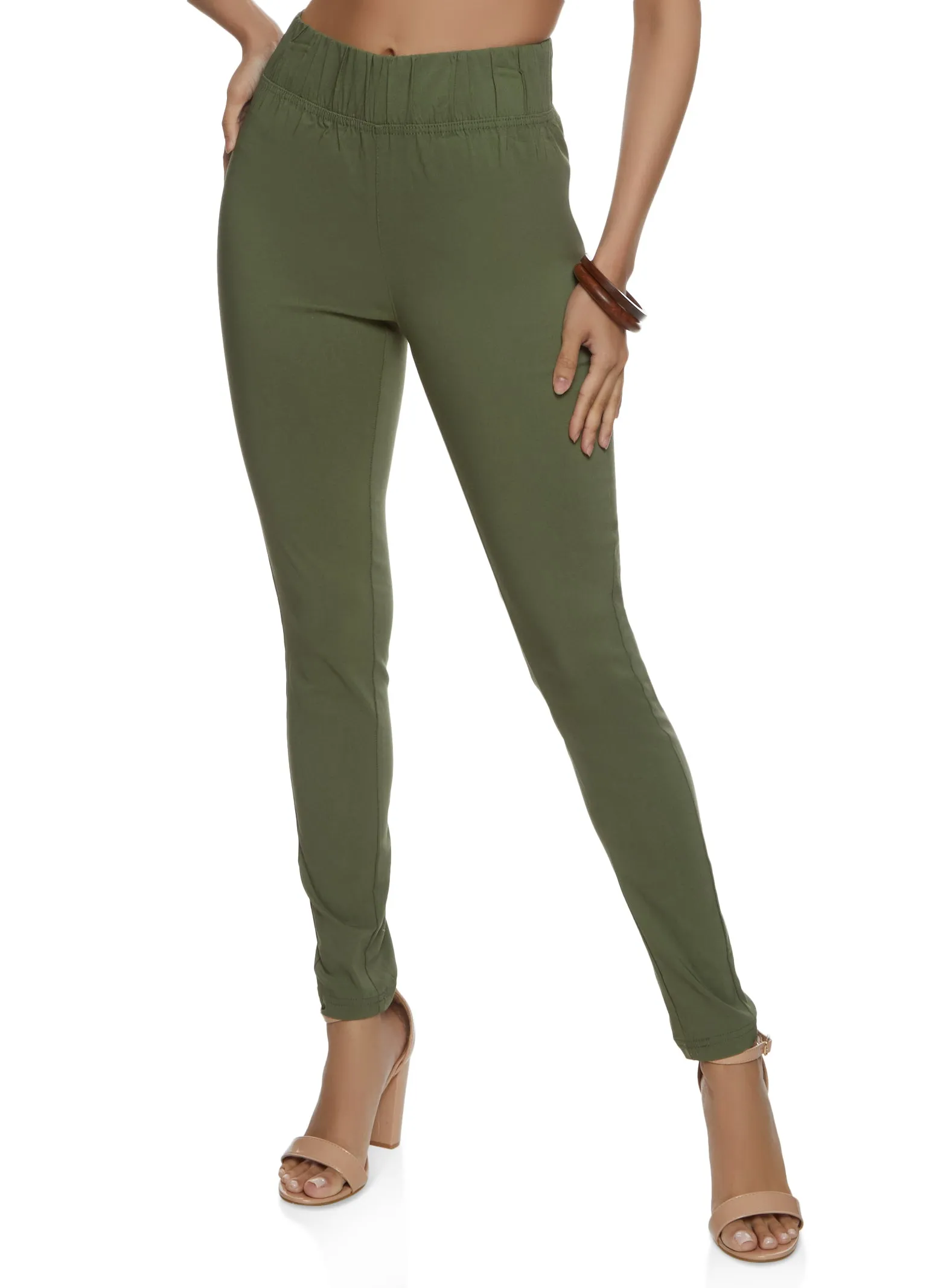 Solid High Waist Pull On Pants sold by Rainbow