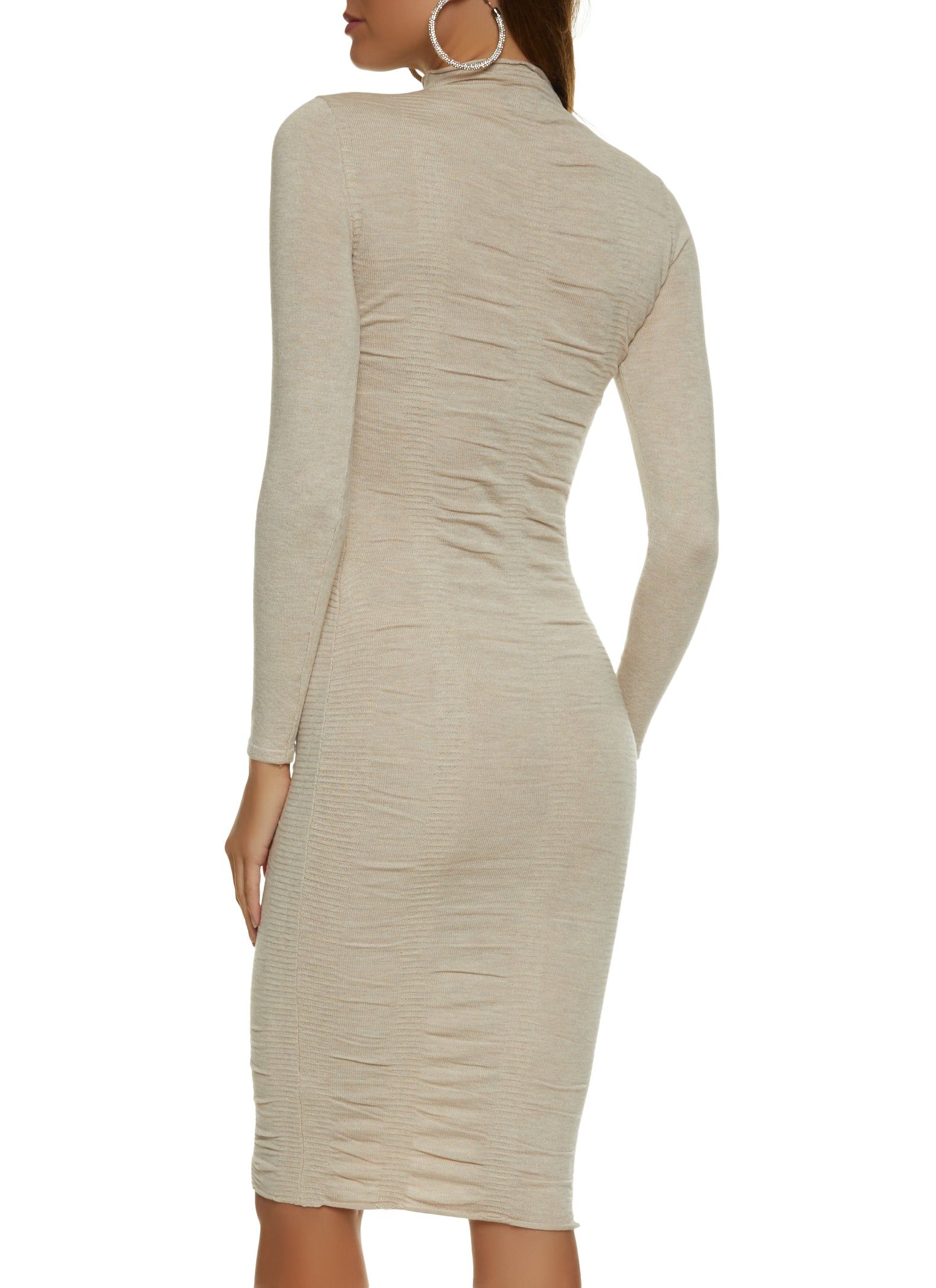 High Neck Ruched Long Sleeve Midi Dress sold by Rainbow product image thumbnail 3
