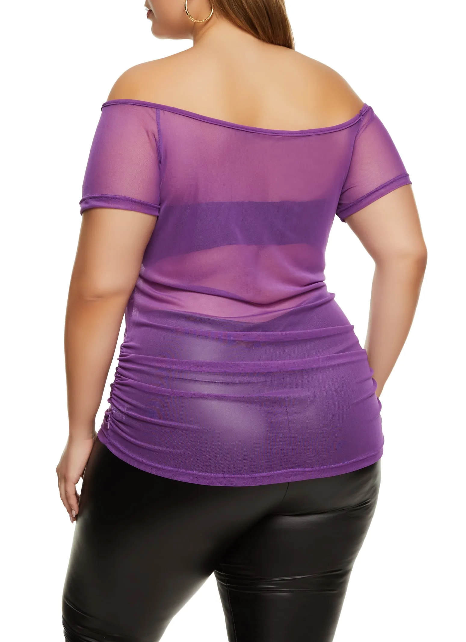 Plus Size Mesh Keyhole Off the Shoulder Top sold by Rainbow product image thumbnail 3
