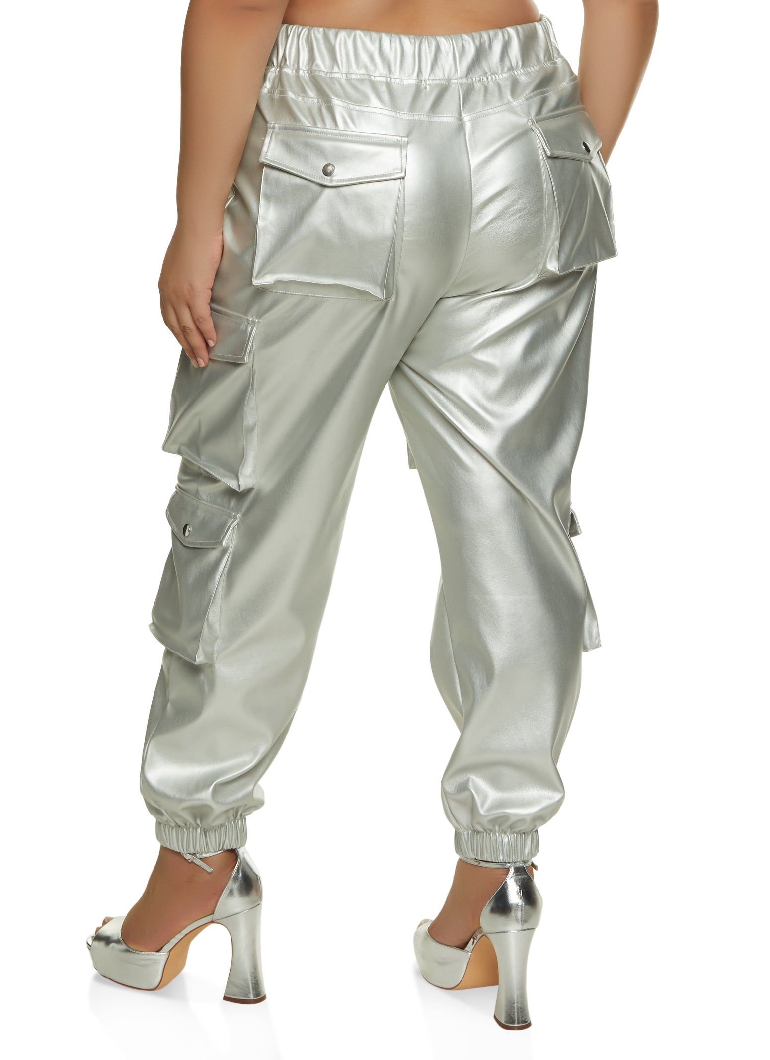 Plus Size Faux Leather Cargo Pocket Joggers sold by Rainbow product image thumbnail 3