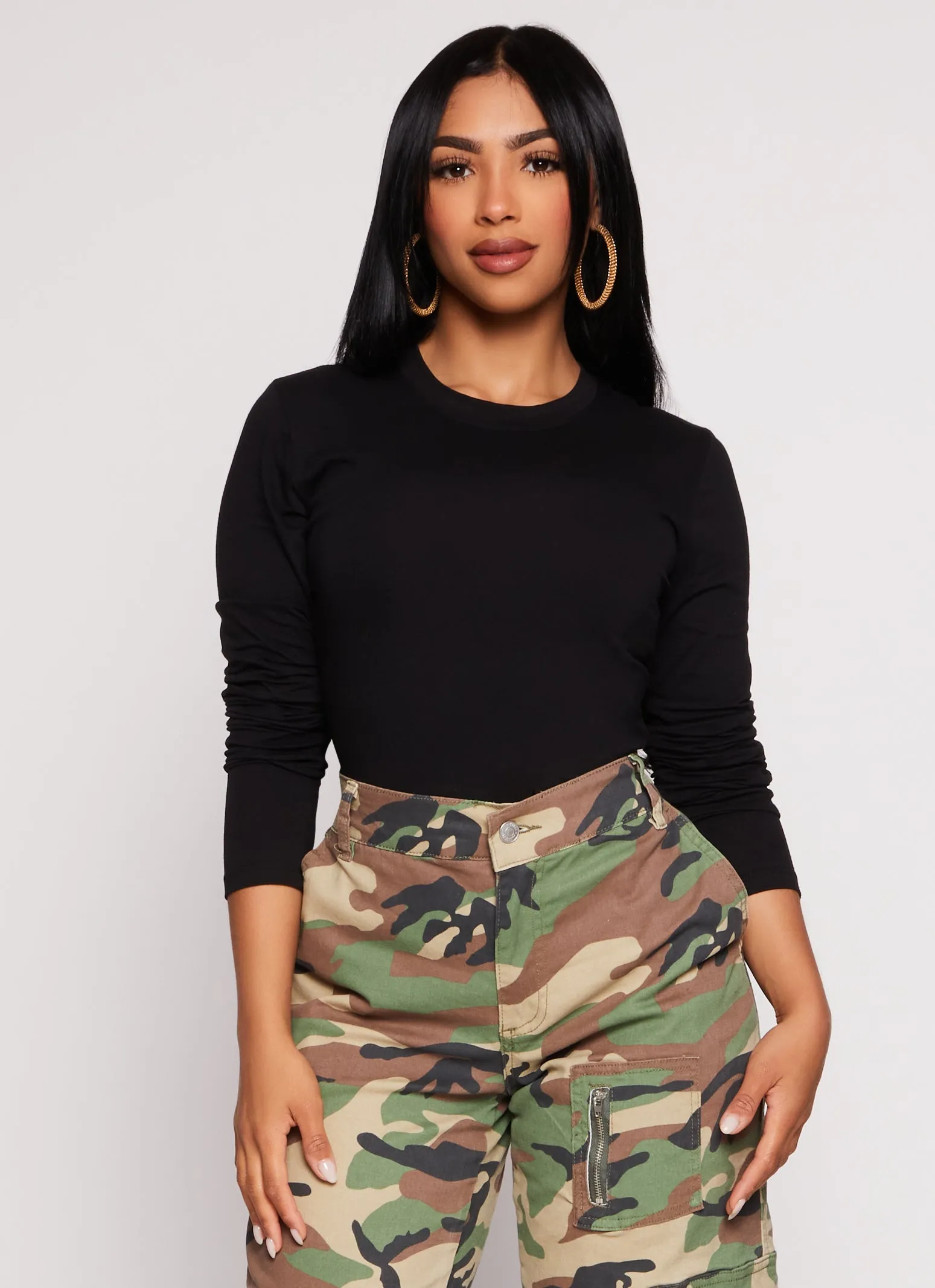 Basic Crew Neck Long Sleeve T Shirt sold by Rainbow