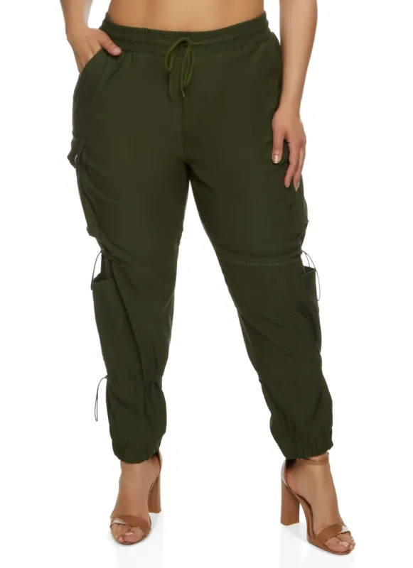 Plus Size Hyperstretch Toggle Drawstring Cargo Pants sold by Rainbow